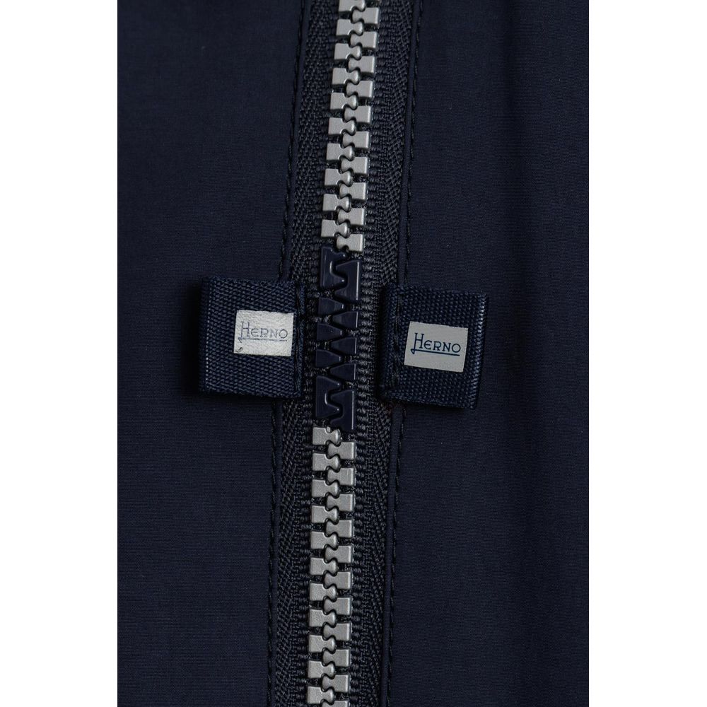 Herno Blue Nylon Jacket with Removable Sleeves