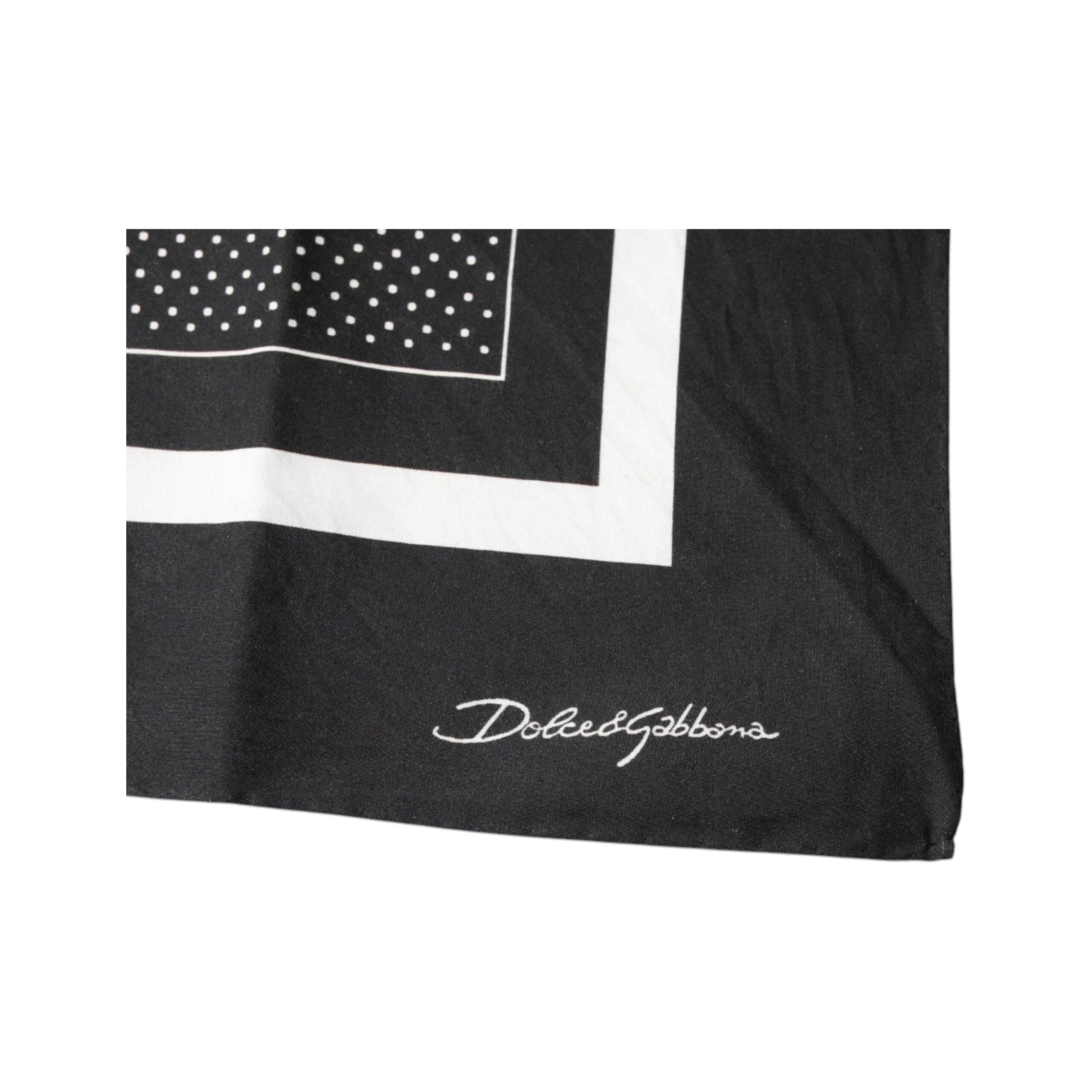 Dolce & Gabbana Black Polka Dots Cotton Handkerchief Scarf