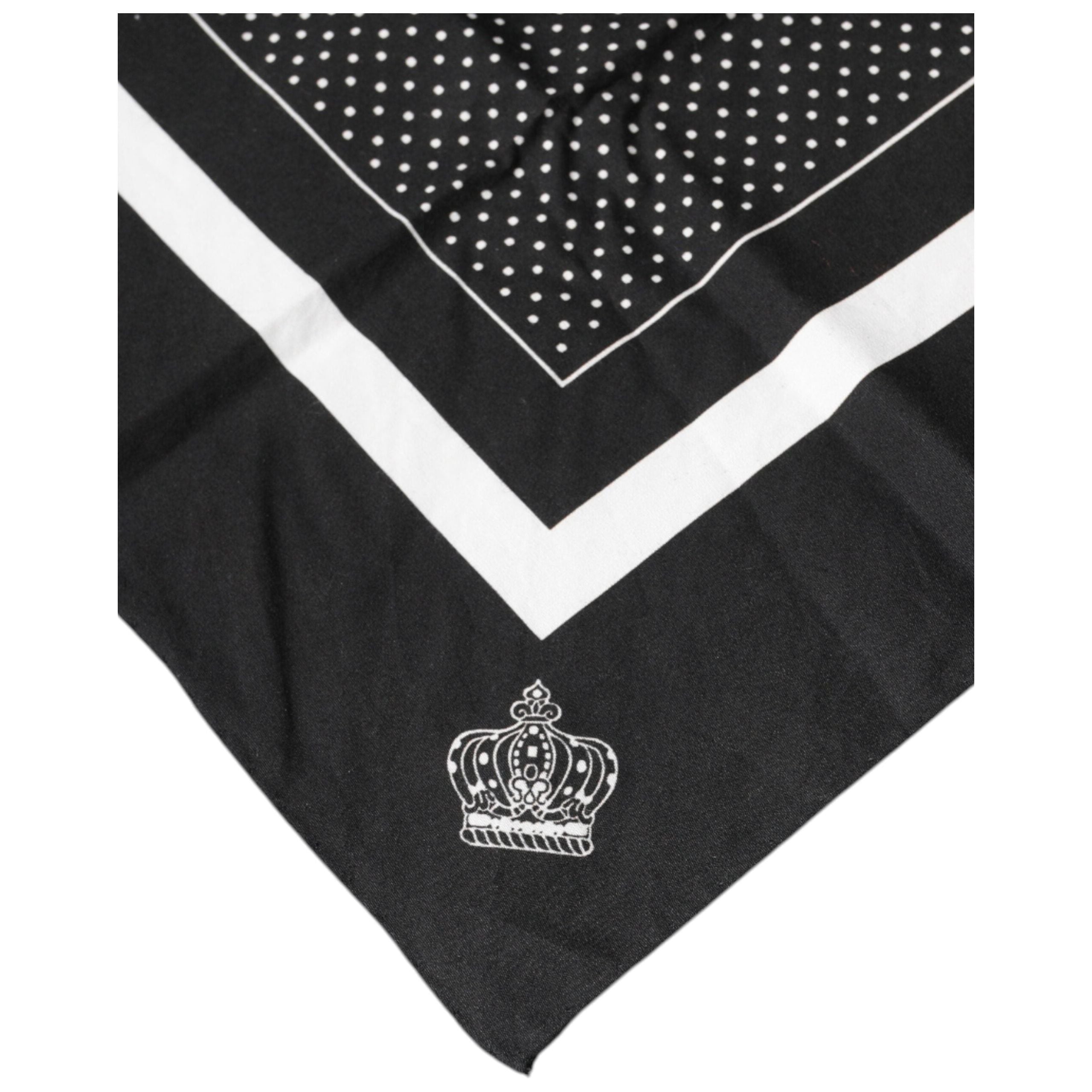 Dolce & Gabbana Black Polka Dots Cotton Handkerchief Scarf
