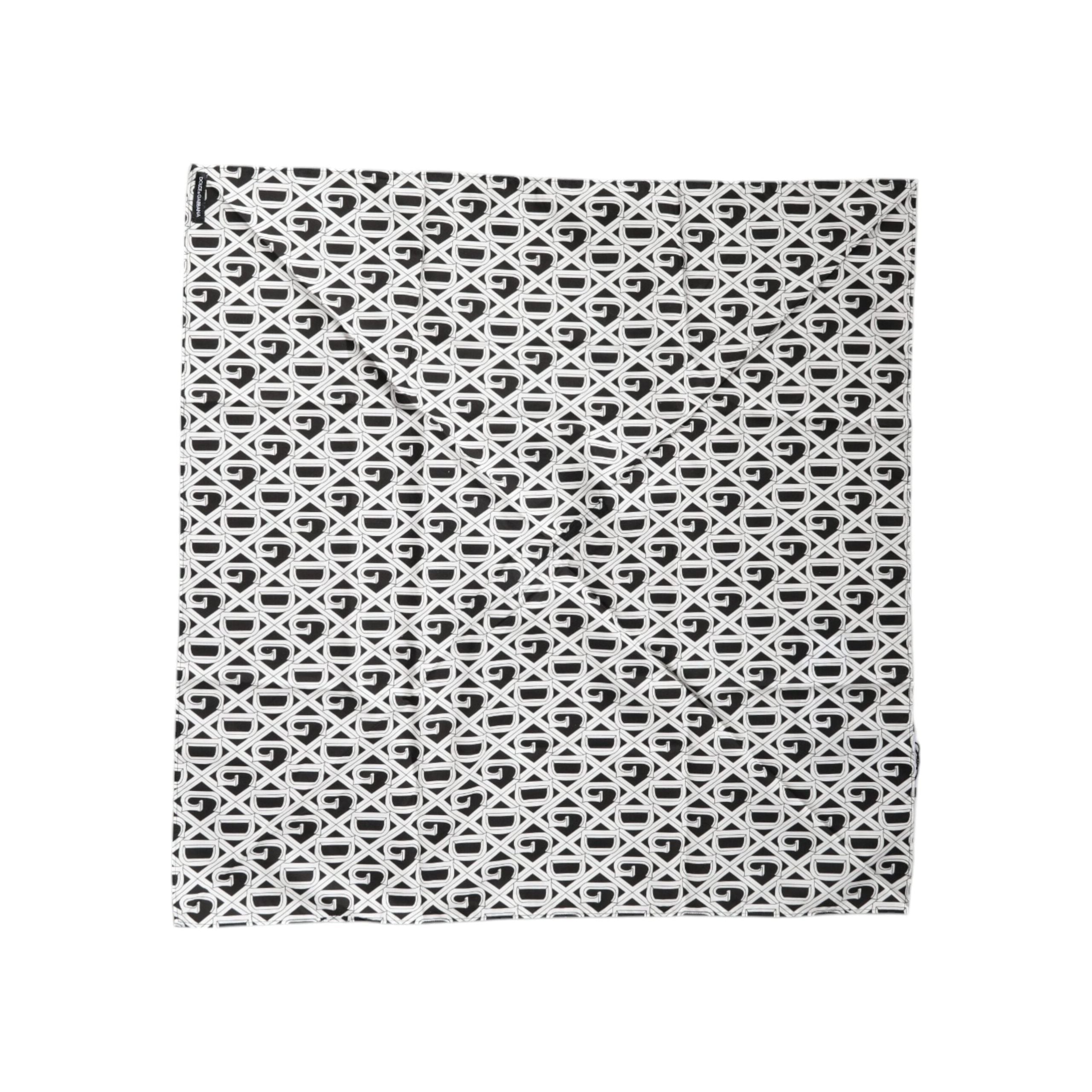 Dolce & Gabbana White Cotton Logo Monogram Bandana Scarf