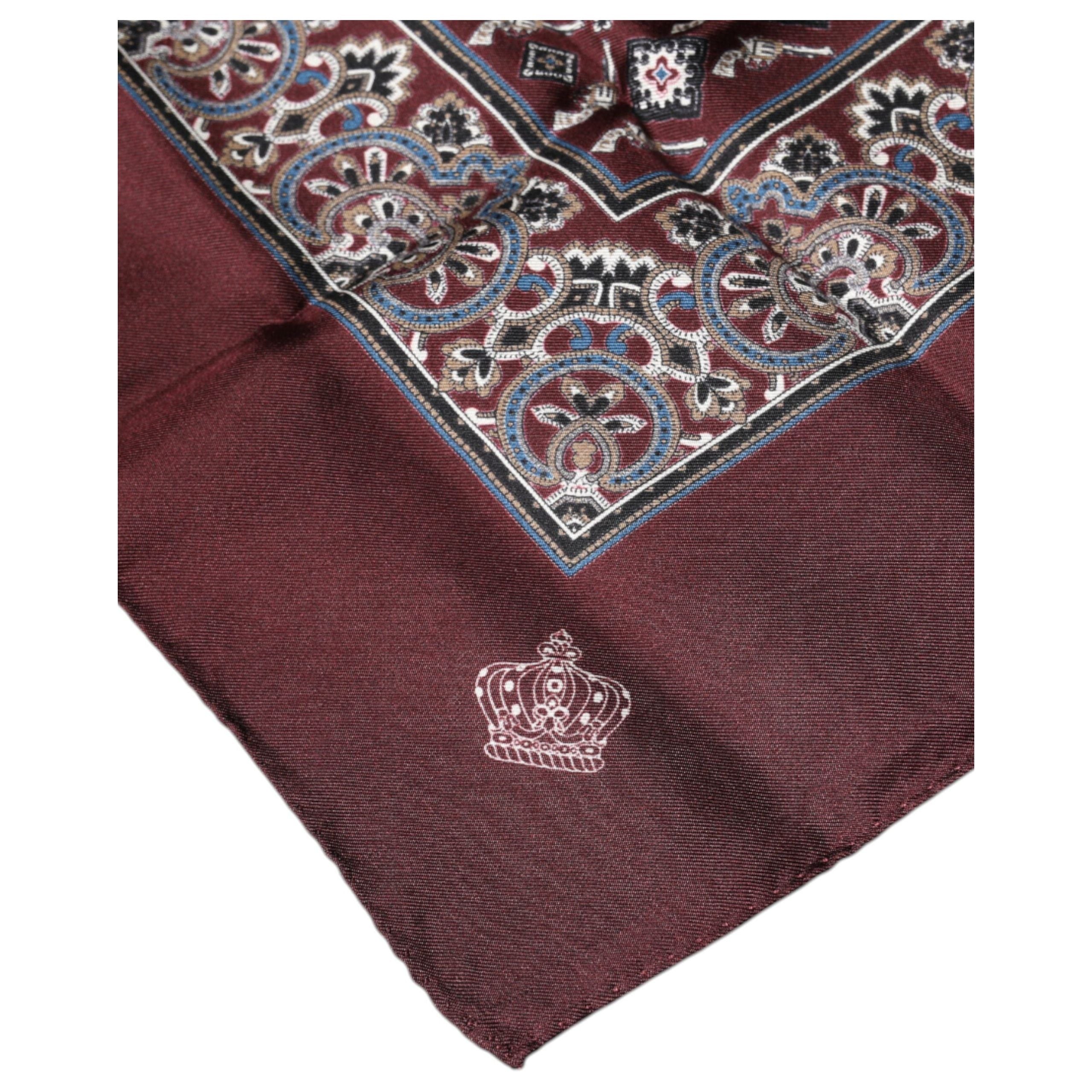 Dolce & Gabbana Maroon Silk Square Handkerchief Scarf