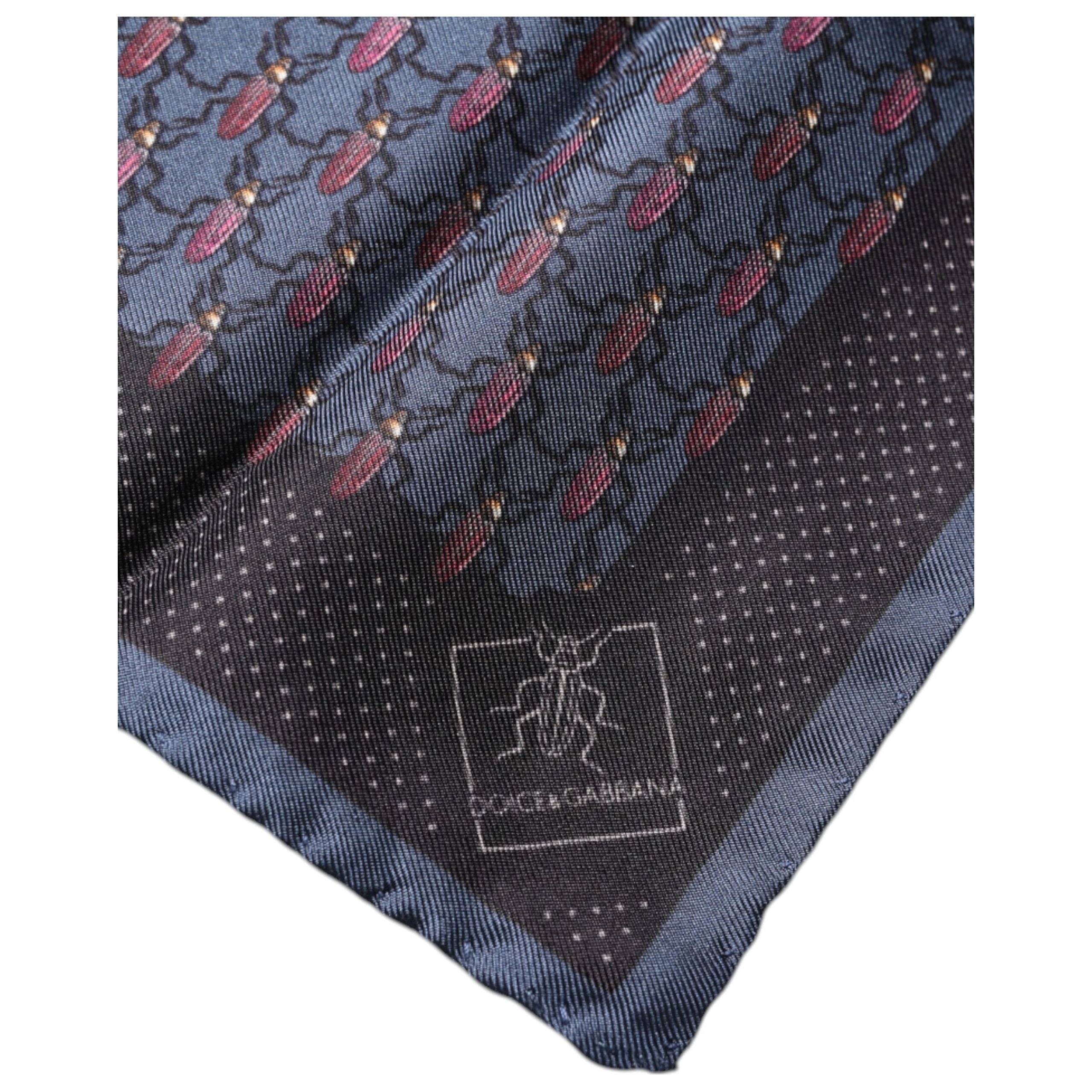 Dolce & Gabbana Dark Blue Silk Square Handkerchief Scarf