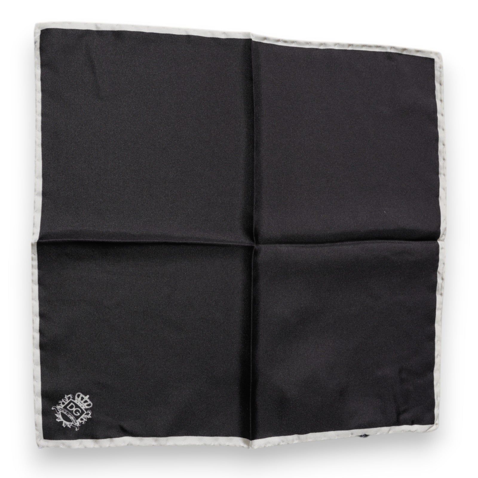 Dolce & Gabbana Black Silk Crown Logo Square Handkerchief Scarf