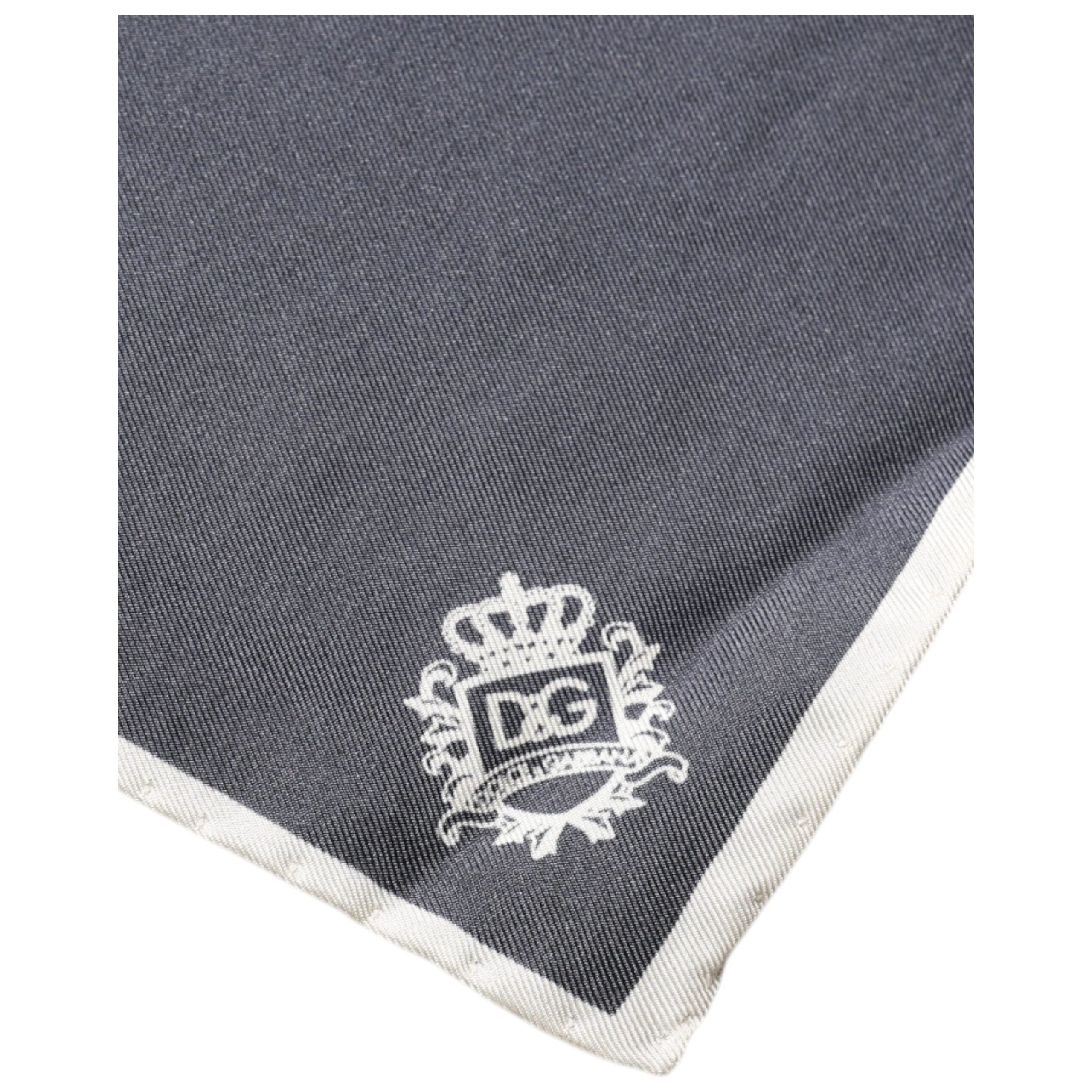 Dolce & Gabbana Gray Silk Crown Logo Square Scarf