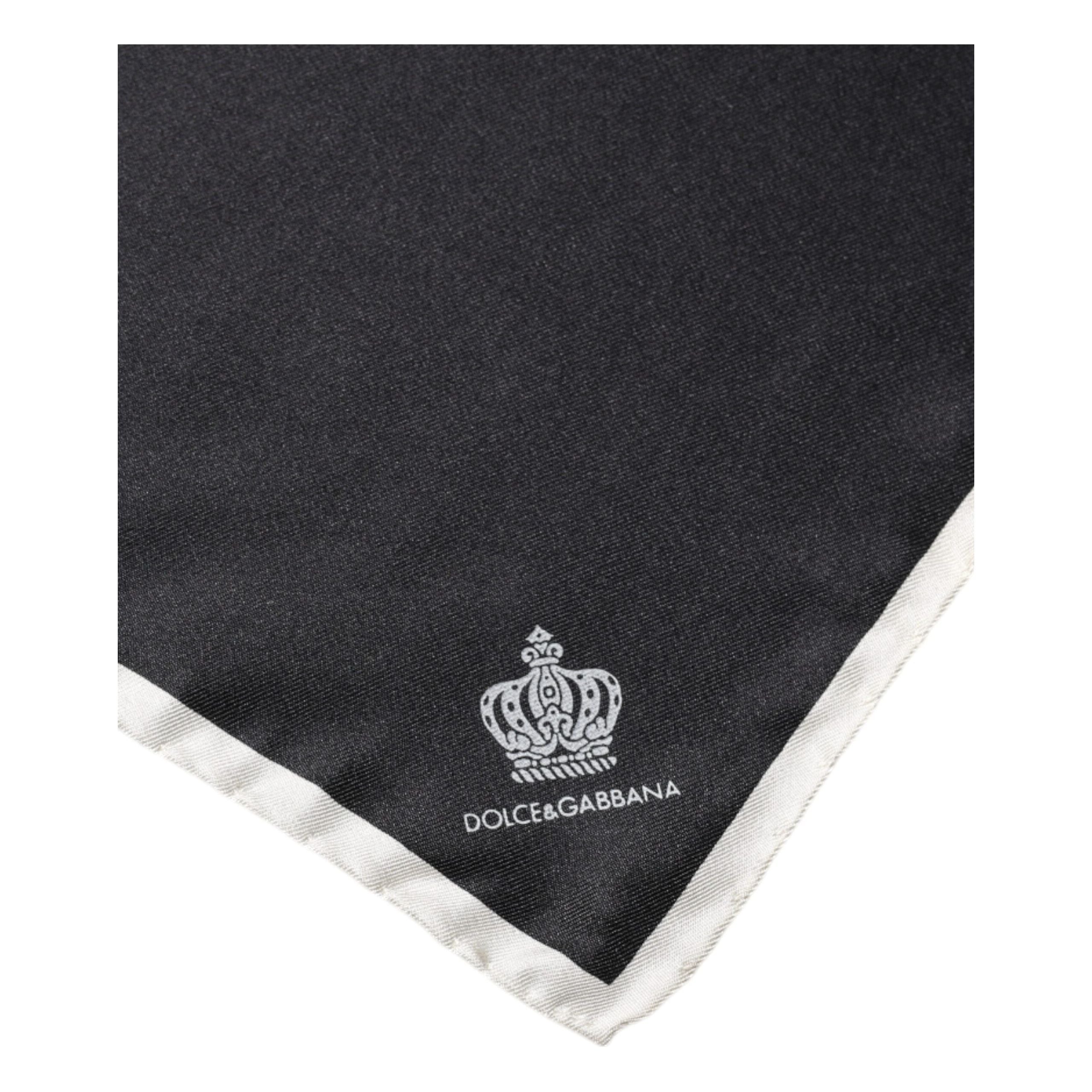 Dolce & Gabbana Black Silk Crown Logo Handkerchief Scarf