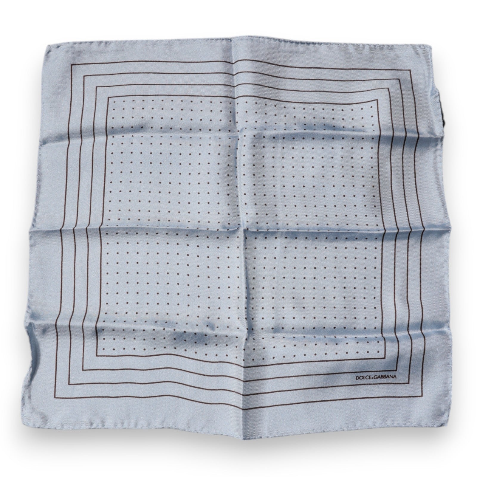 Dolce & Gabbana Sky Blue Silk Polka Dot Handkerchief Scarf