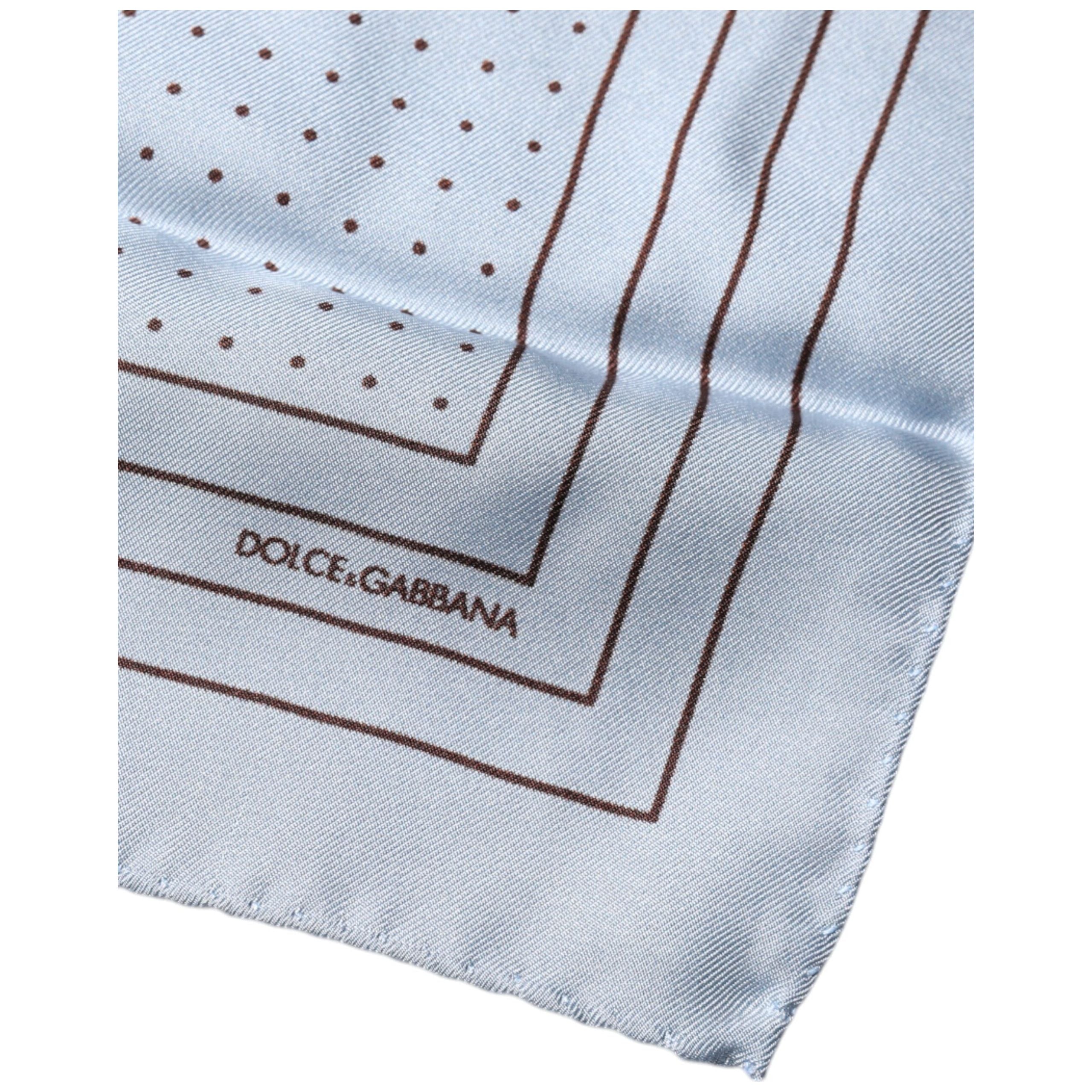 Dolce & Gabbana Sky Blue Silk Polka Dot Handkerchief Scarf