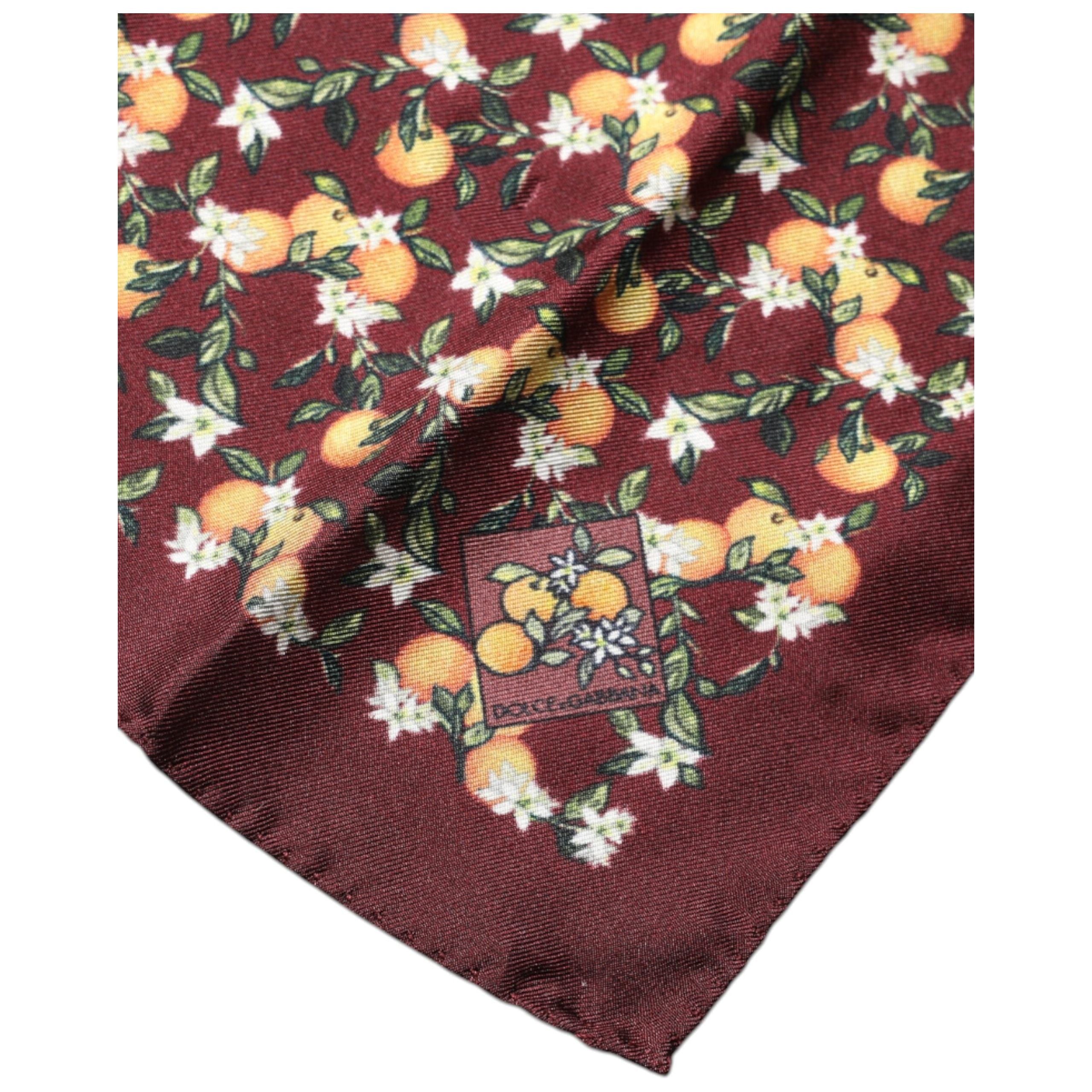 Dolce & Gabbana Maroon Silk Square Handkerchief Scarf