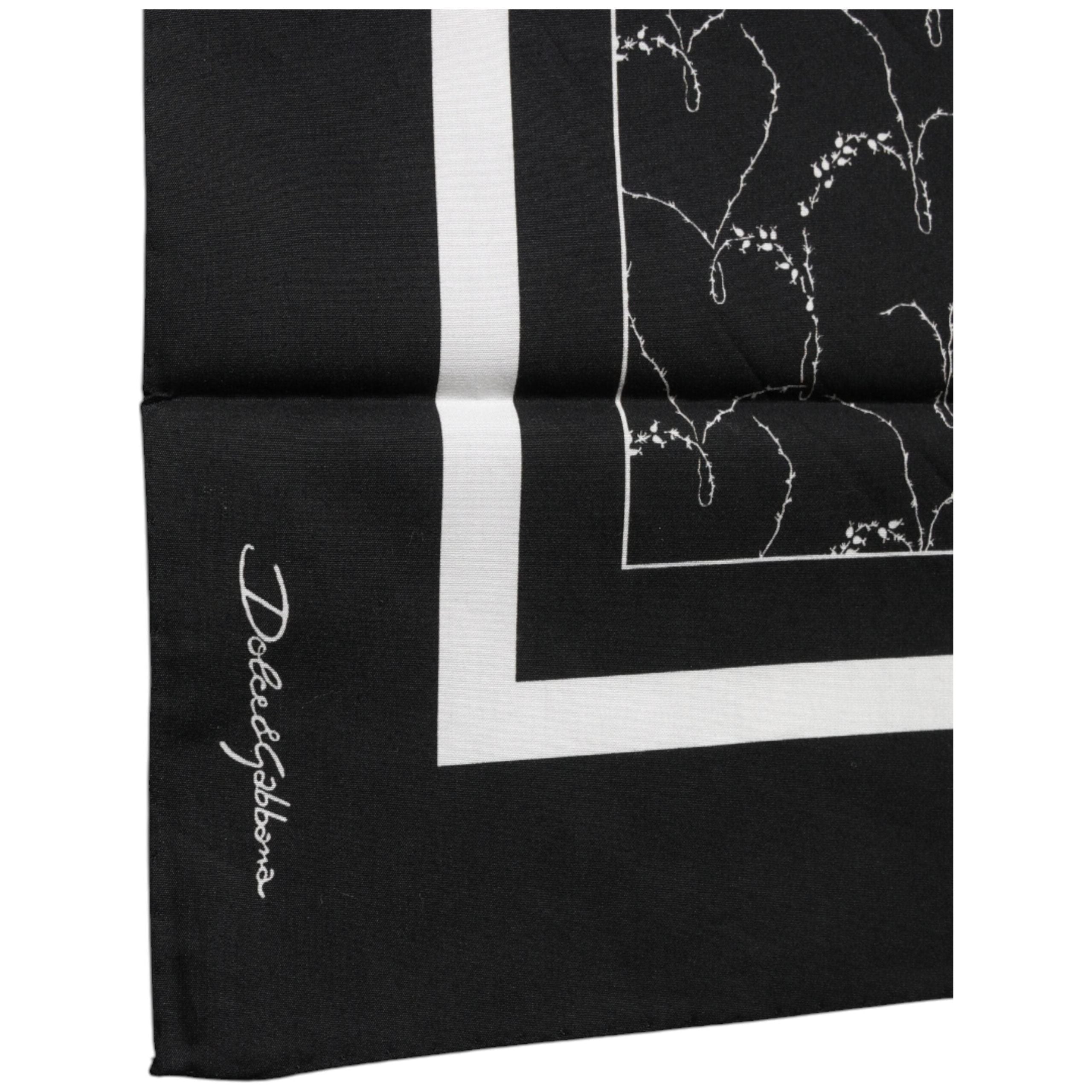 Dolce & Gabbana Black Patterned Cotton Handkerchief Scarf