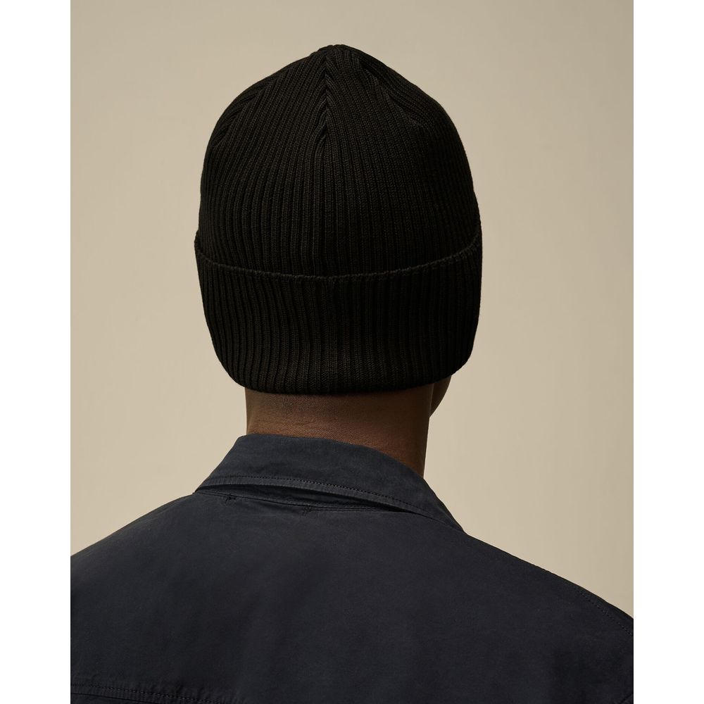 C.P. Company Black Wool Cap for Refined Style