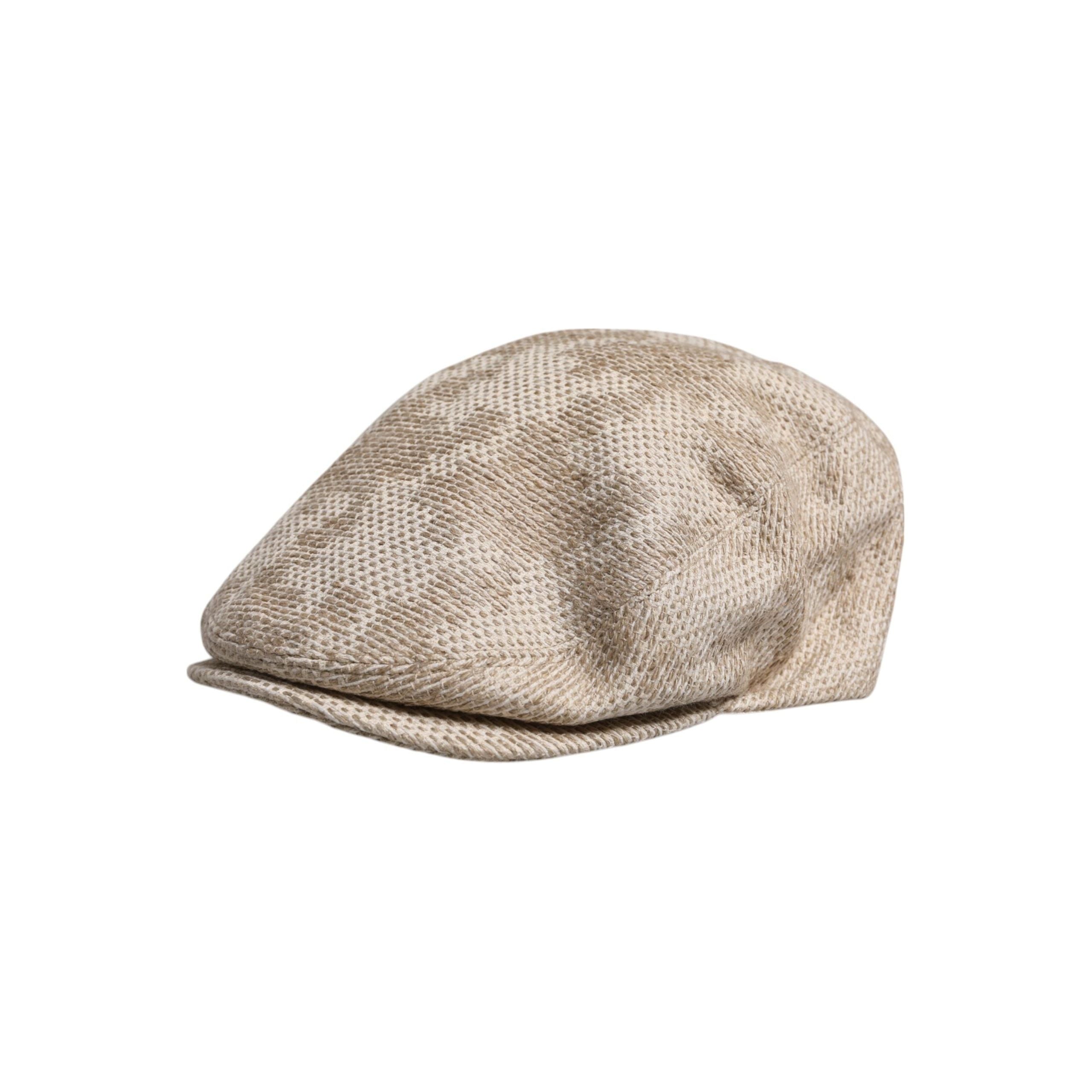 Dolce & Gabbana Beige Floral Linen Newsboy Hat Elegance
