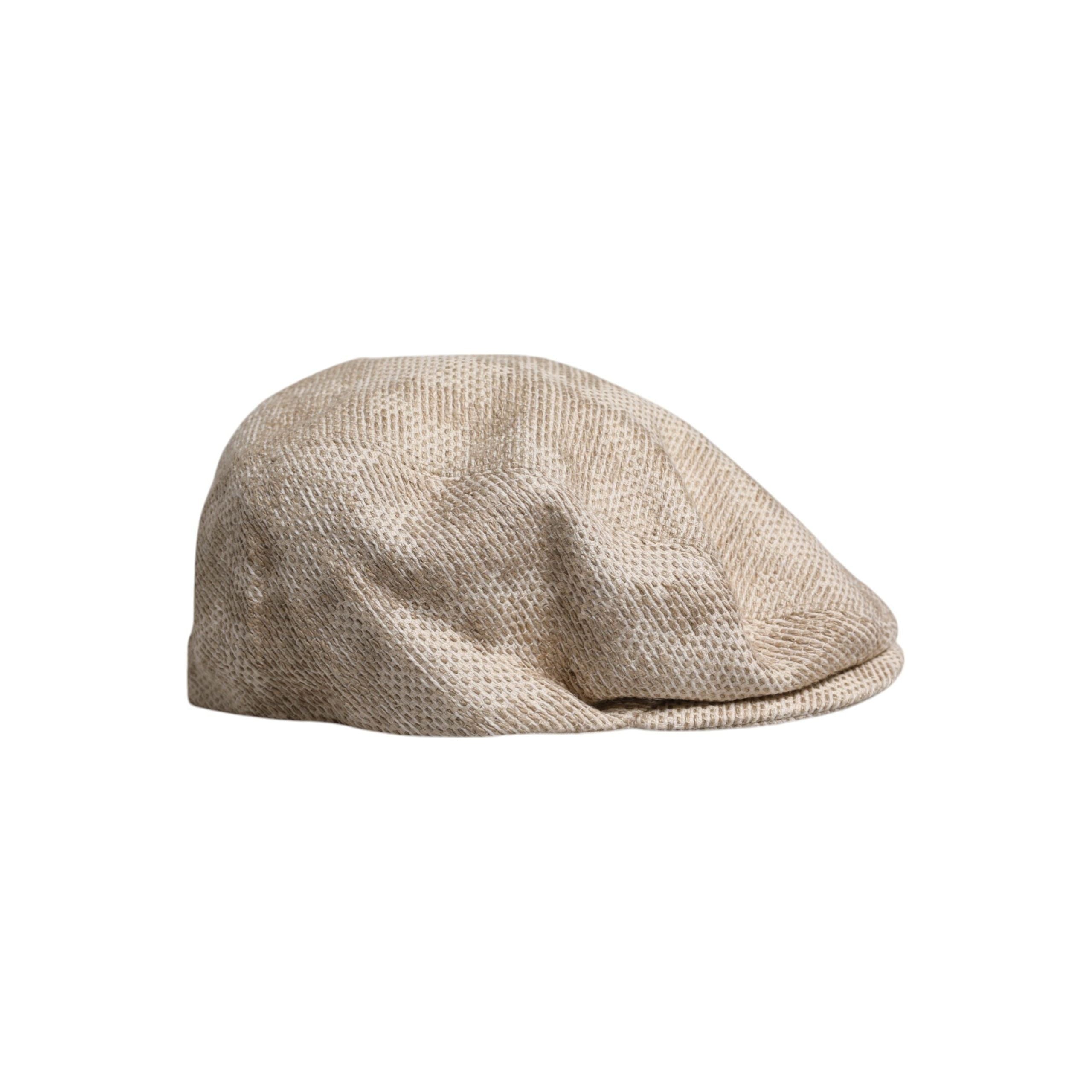 Dolce & Gabbana Beige Floral Linen Newsboy Hat Elegance