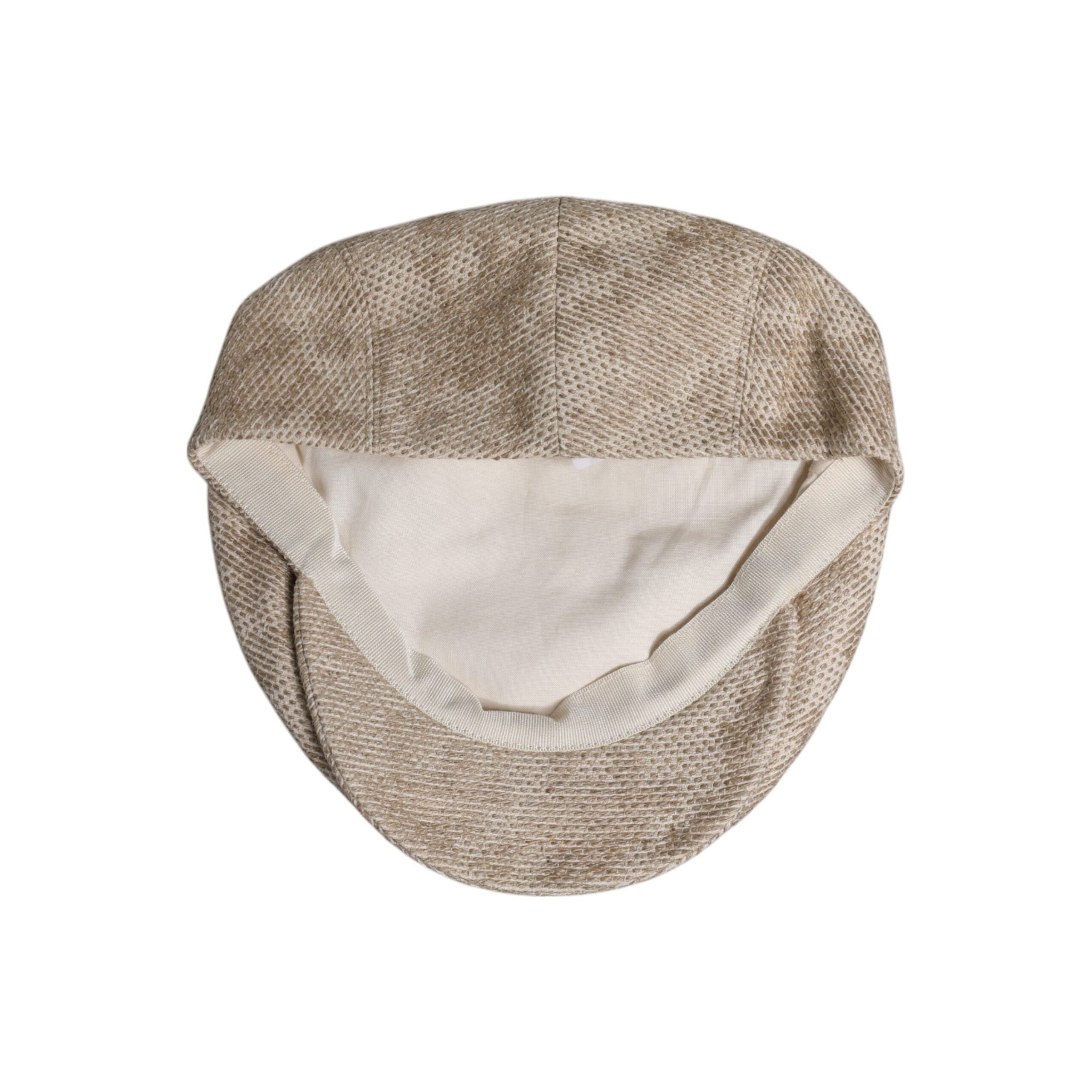 Dolce & Gabbana Beige Floral Linen Newsboy Hat Elegance