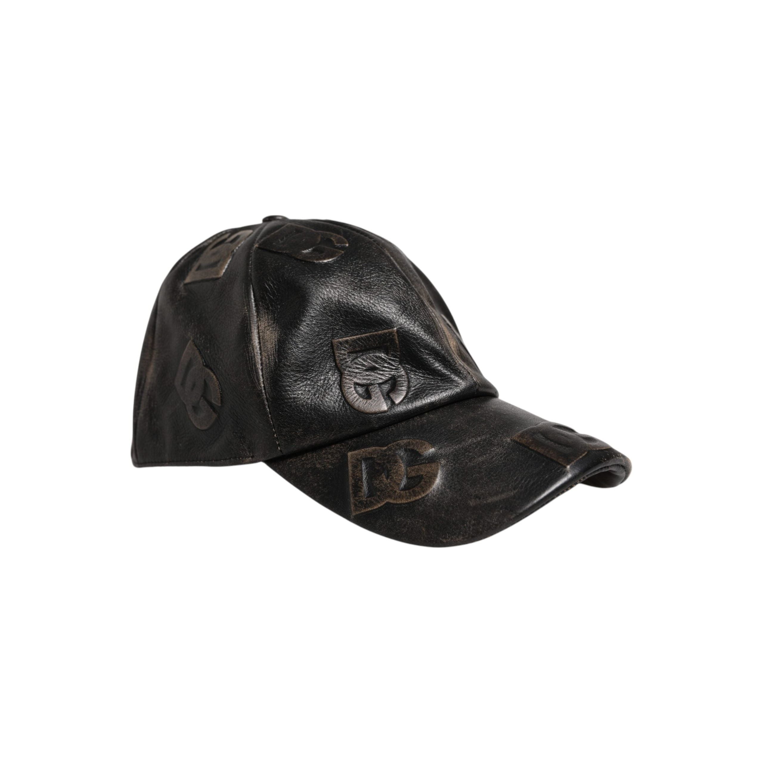 Dolce & Gabbana Brown Leather Logo Monogram Baseball Cap