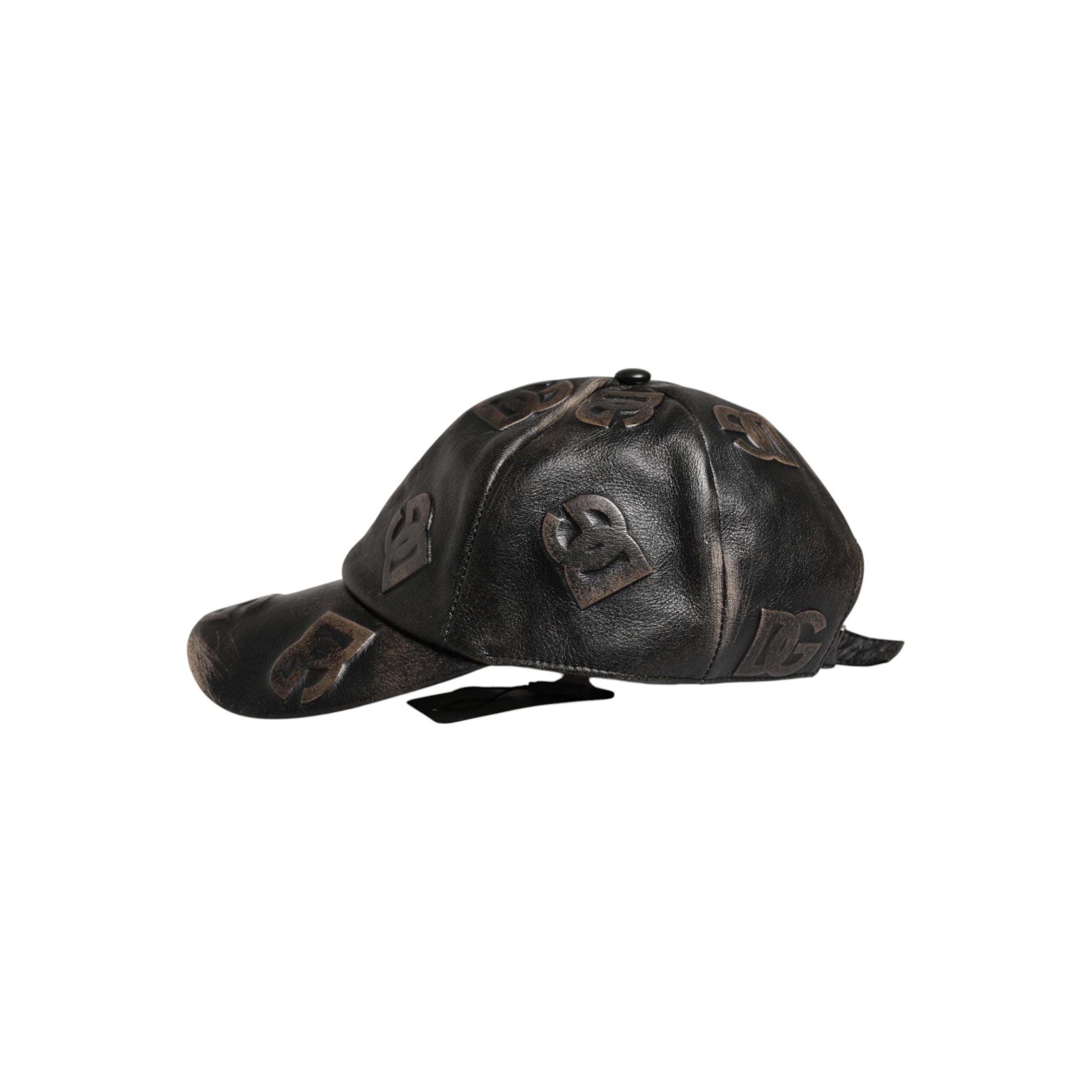 Dolce & Gabbana Brown Leather Logo Monogram Baseball Cap