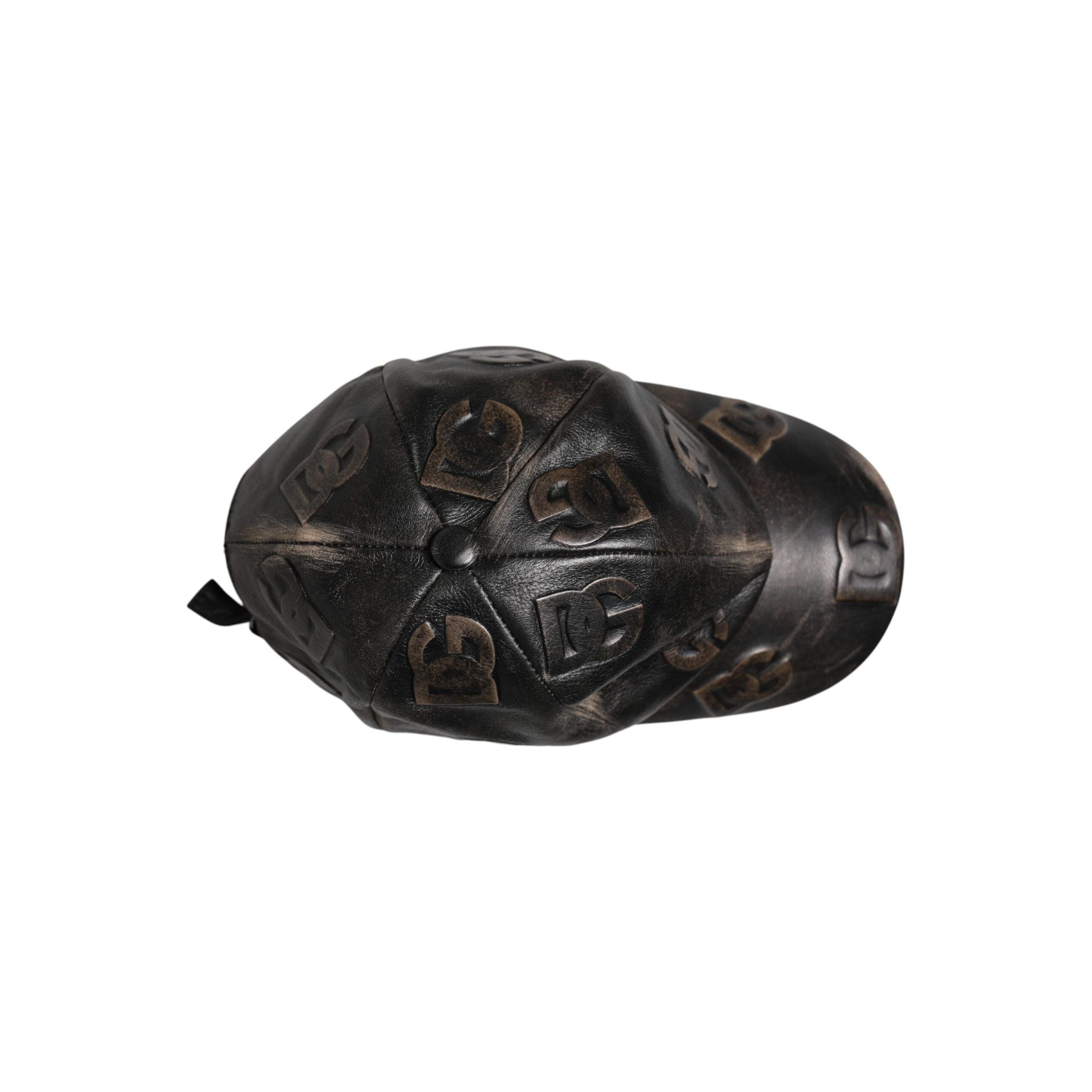 Dolce & Gabbana Brown Leather Logo Monogram Baseball Cap