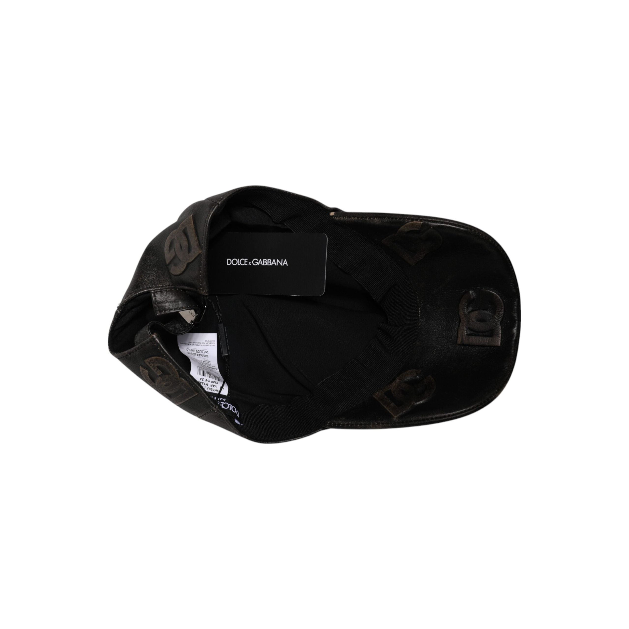 Dolce & Gabbana Brown Leather Logo Monogram Baseball Cap