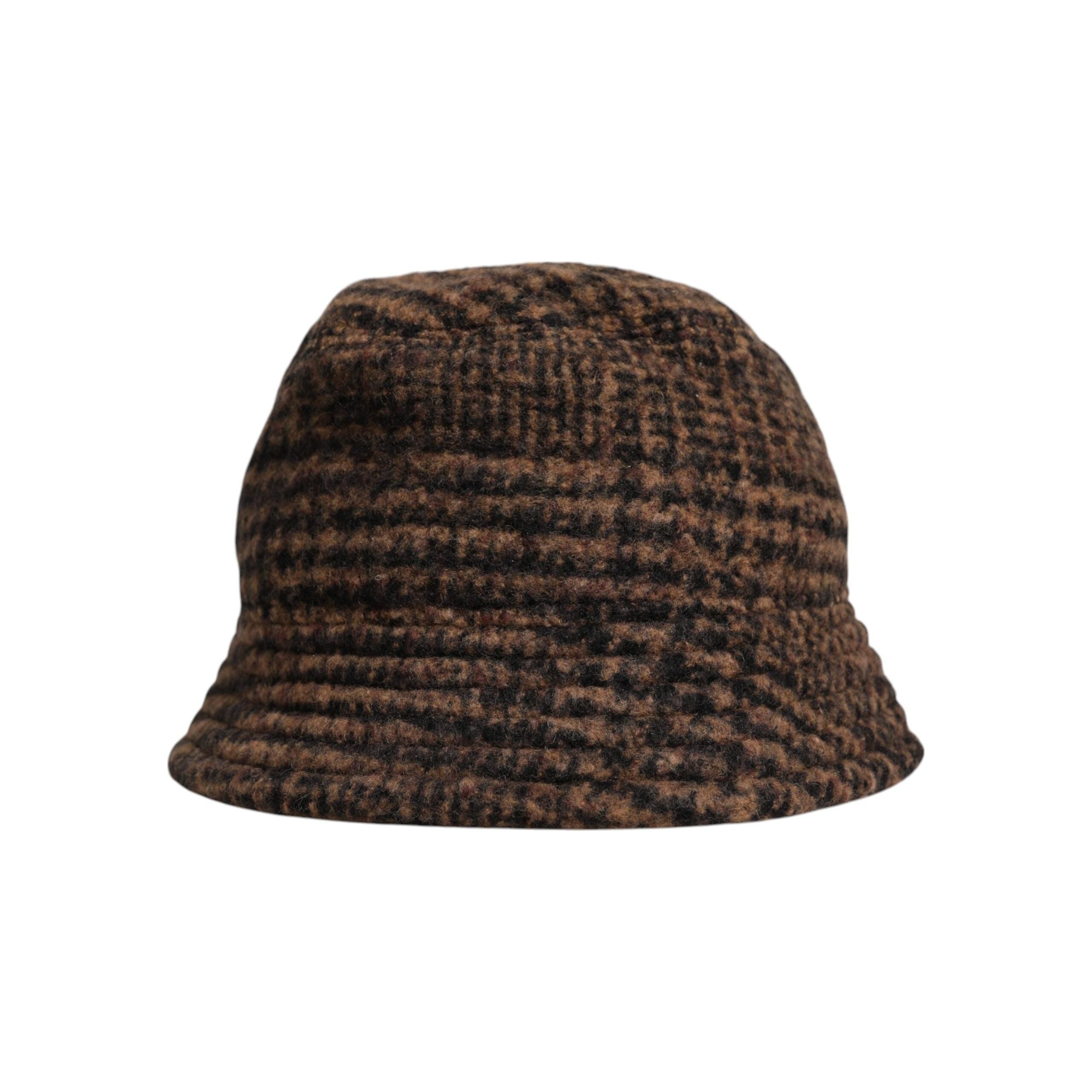 Dolce & Gabbana Brown Houndstooth Wool Woven Bucket Hat