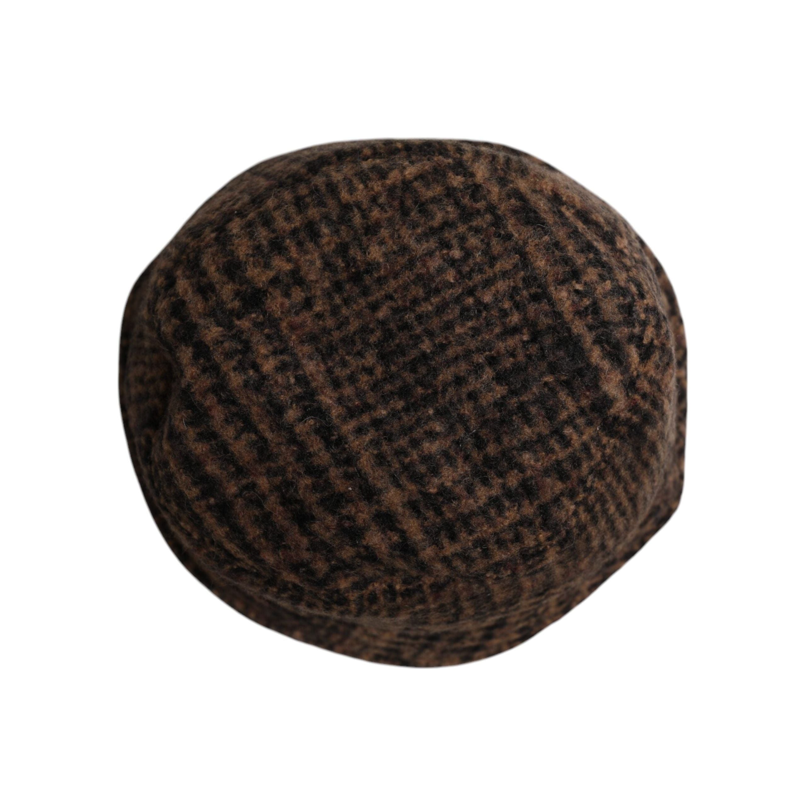 Dolce & Gabbana Brown Houndstooth Wool Woven Bucket Hat