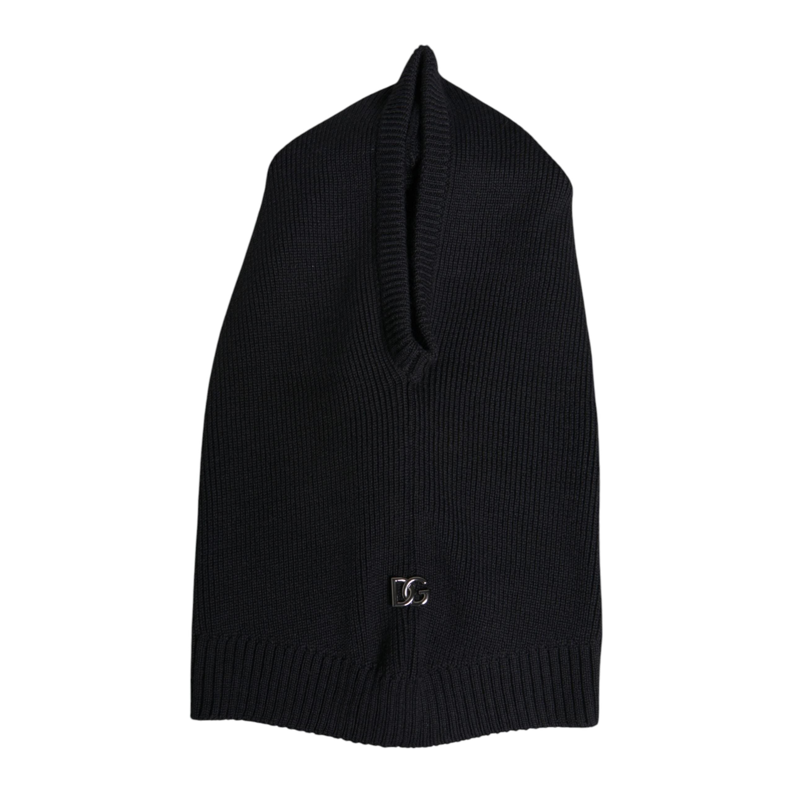 Dolce & Gabbana Black Wool Whole Head Wrap Balaclava Hat