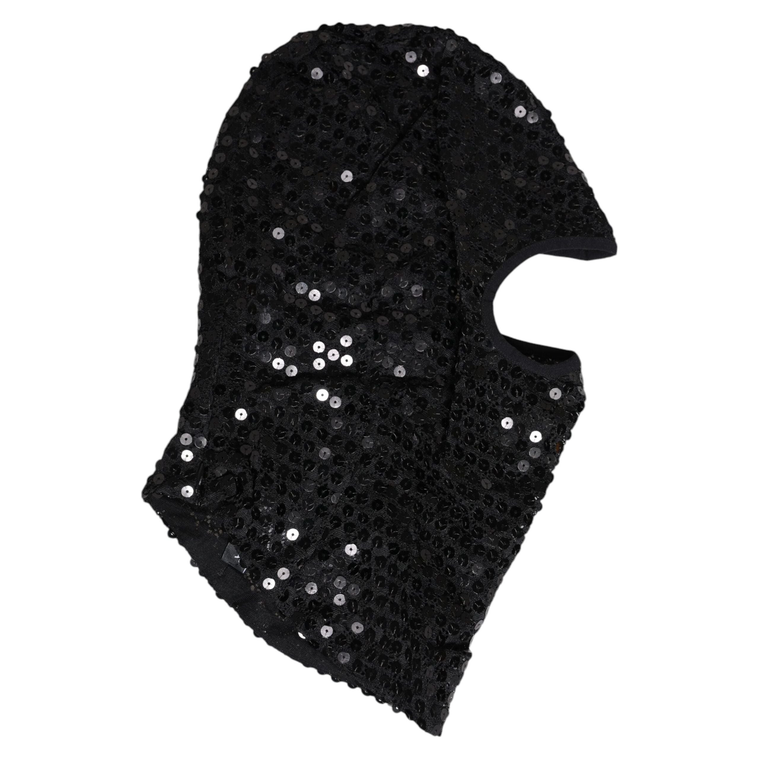 Dolce & Gabbana Black Sequined Nylon Ski Mask Balaclava Hat