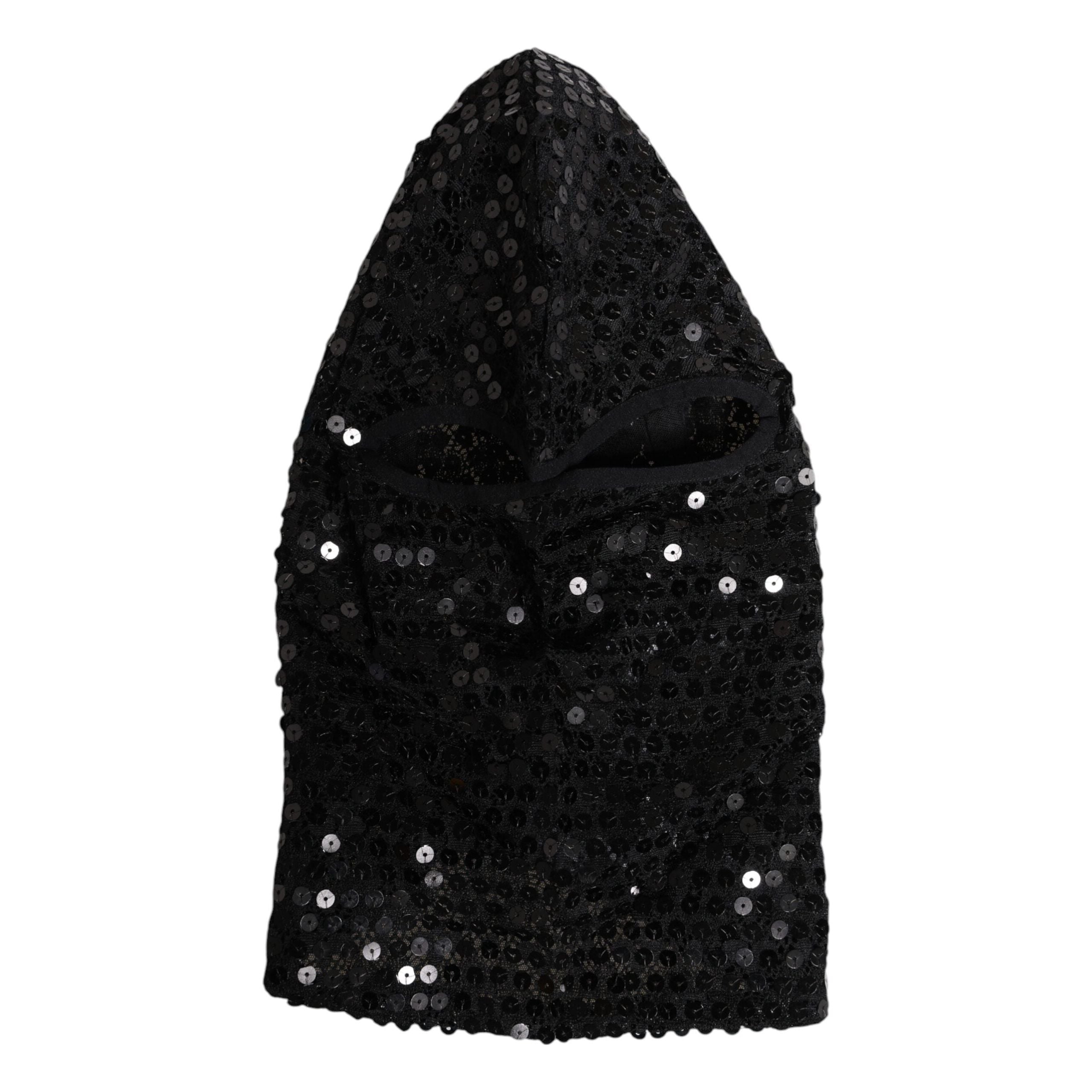Dolce & Gabbana Black Sequined Nylon Ski Mask Balaclava Hat