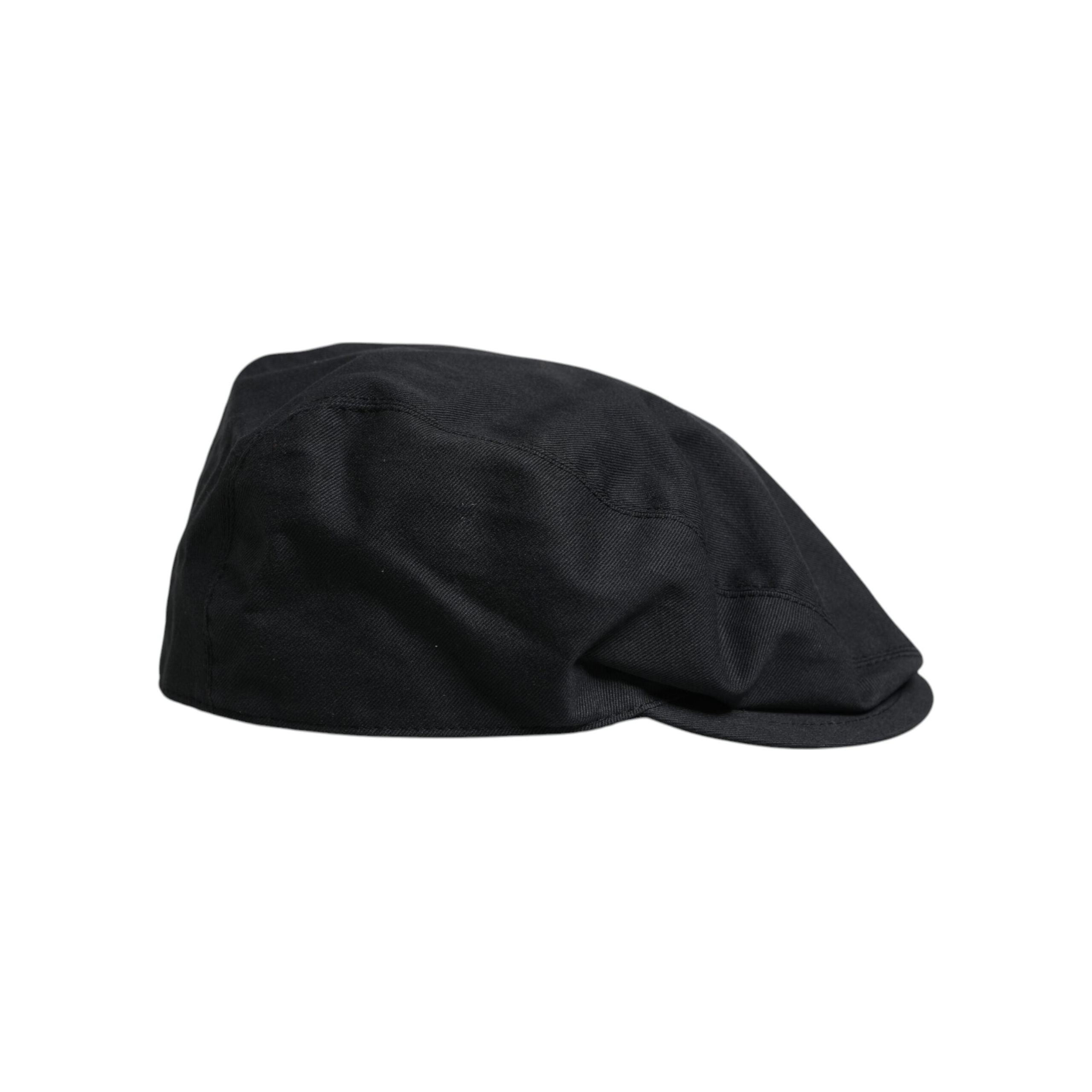 Dolce & Gabbana Black Cotton Newsboy Capello Cabbie Hat