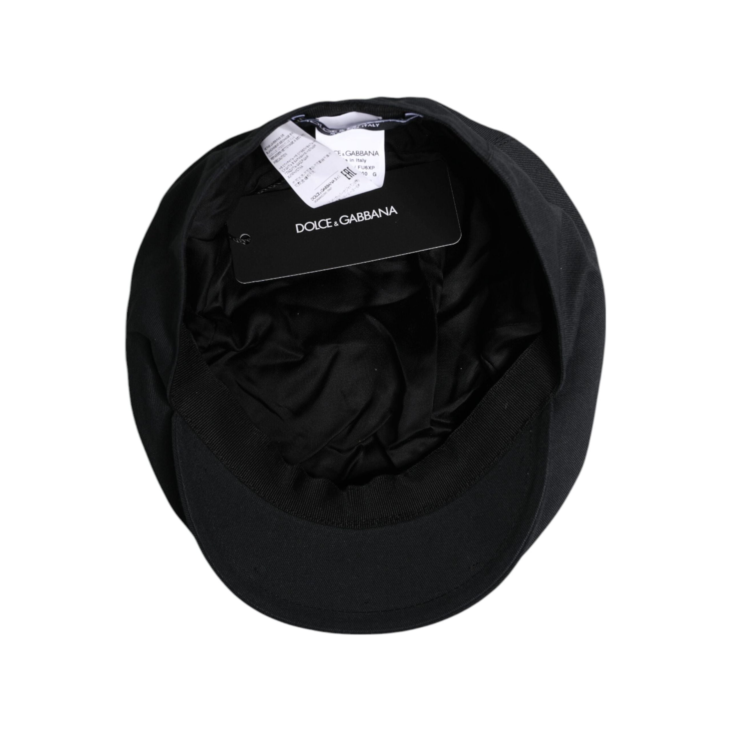 Dolce & Gabbana Black Cotton Newsboy Capello Cabbie Hat