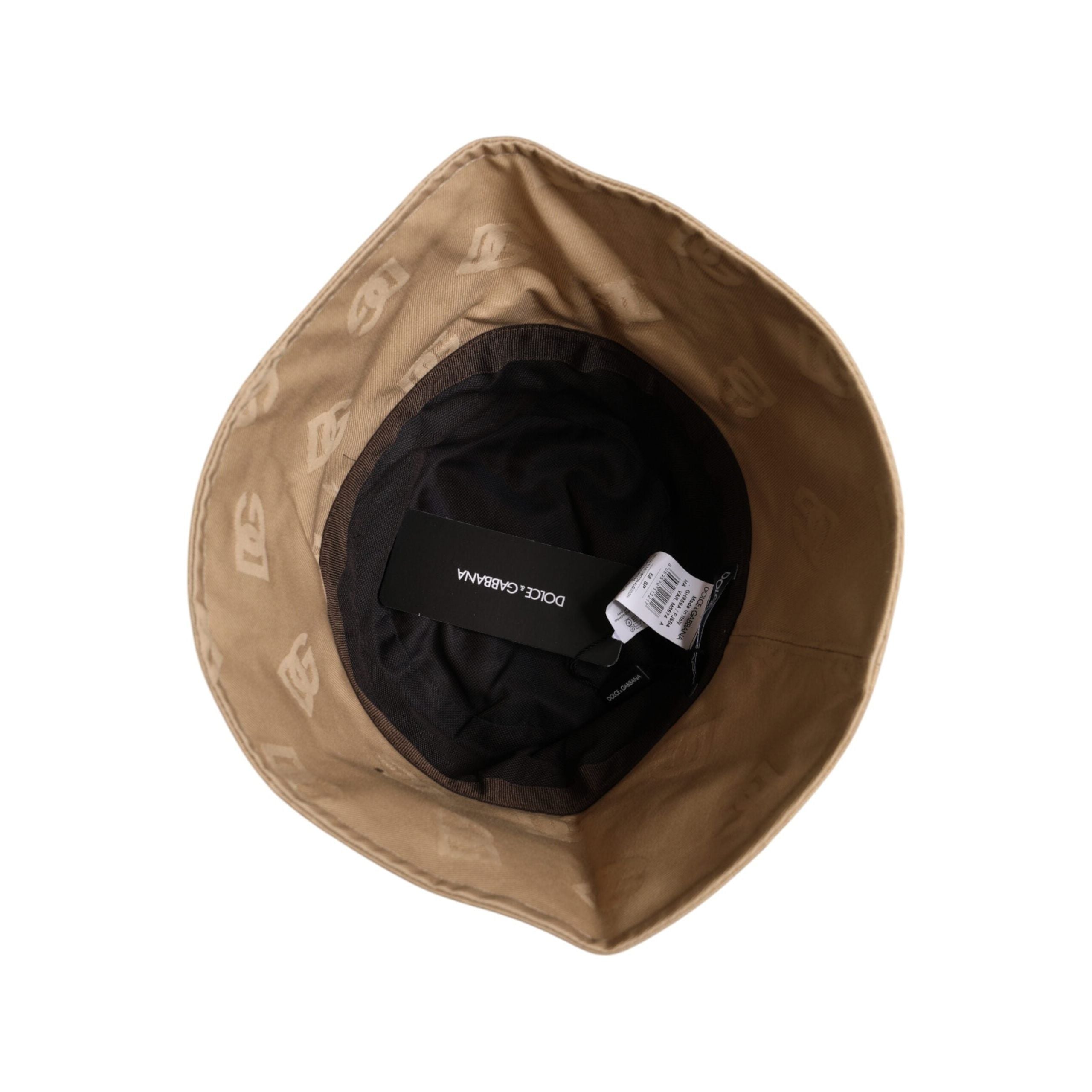 Dolce & Gabbana Beige Cotton Logo Monogram Bucket Cap