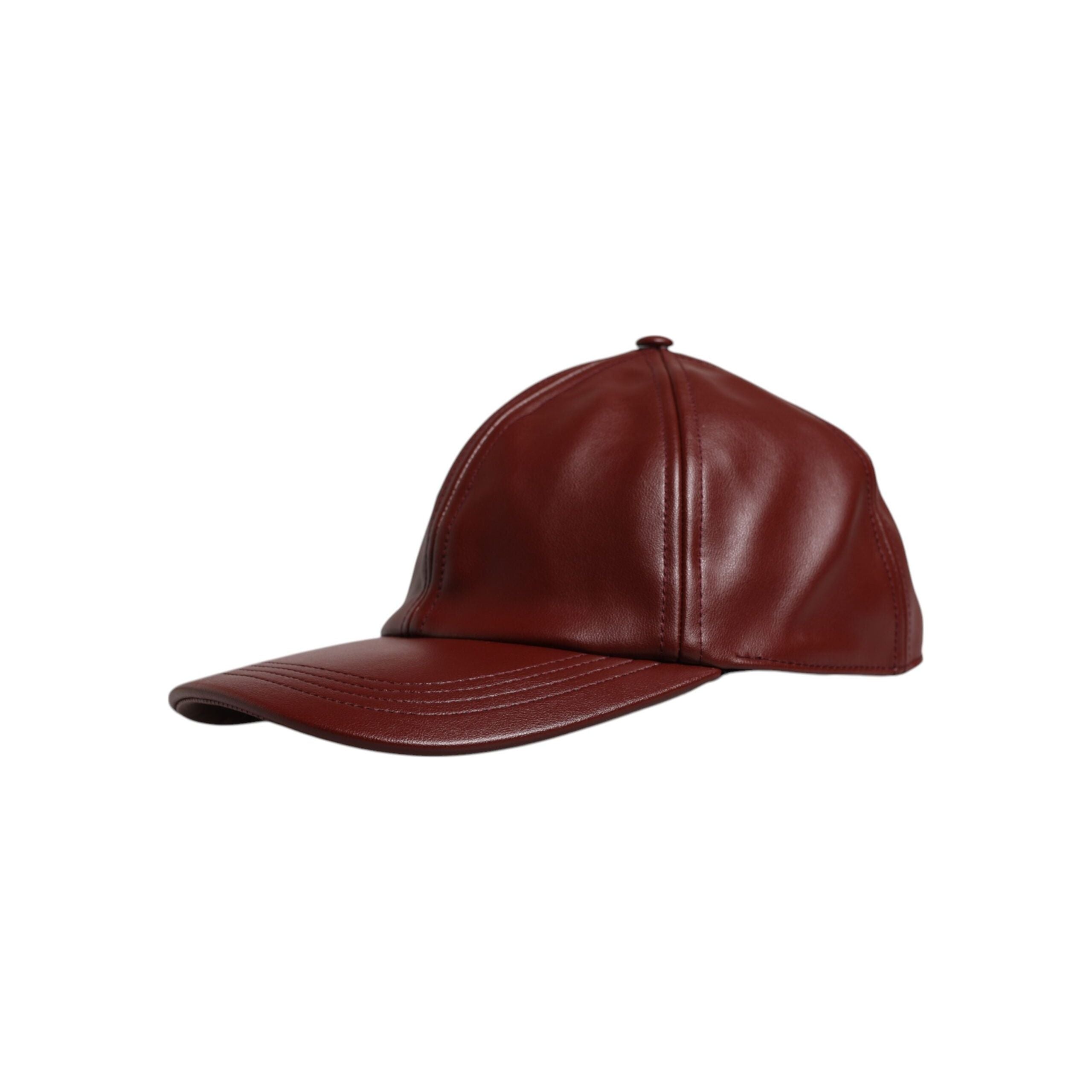 Dolce & Gabbana Maroon Leather 6 Panels Baseball Cap