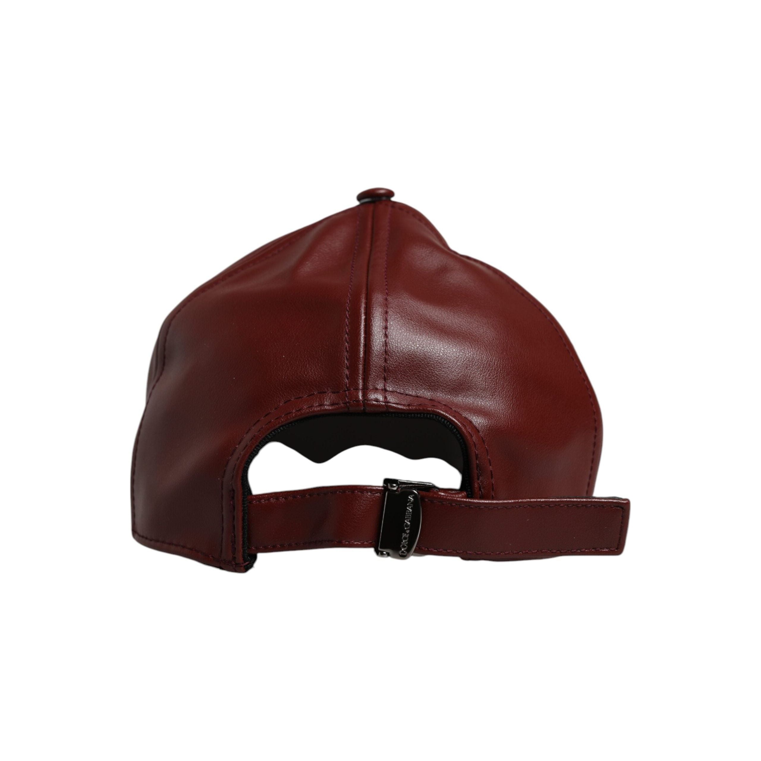 Dolce & Gabbana Maroon Leather 6 Panels Baseball Cap