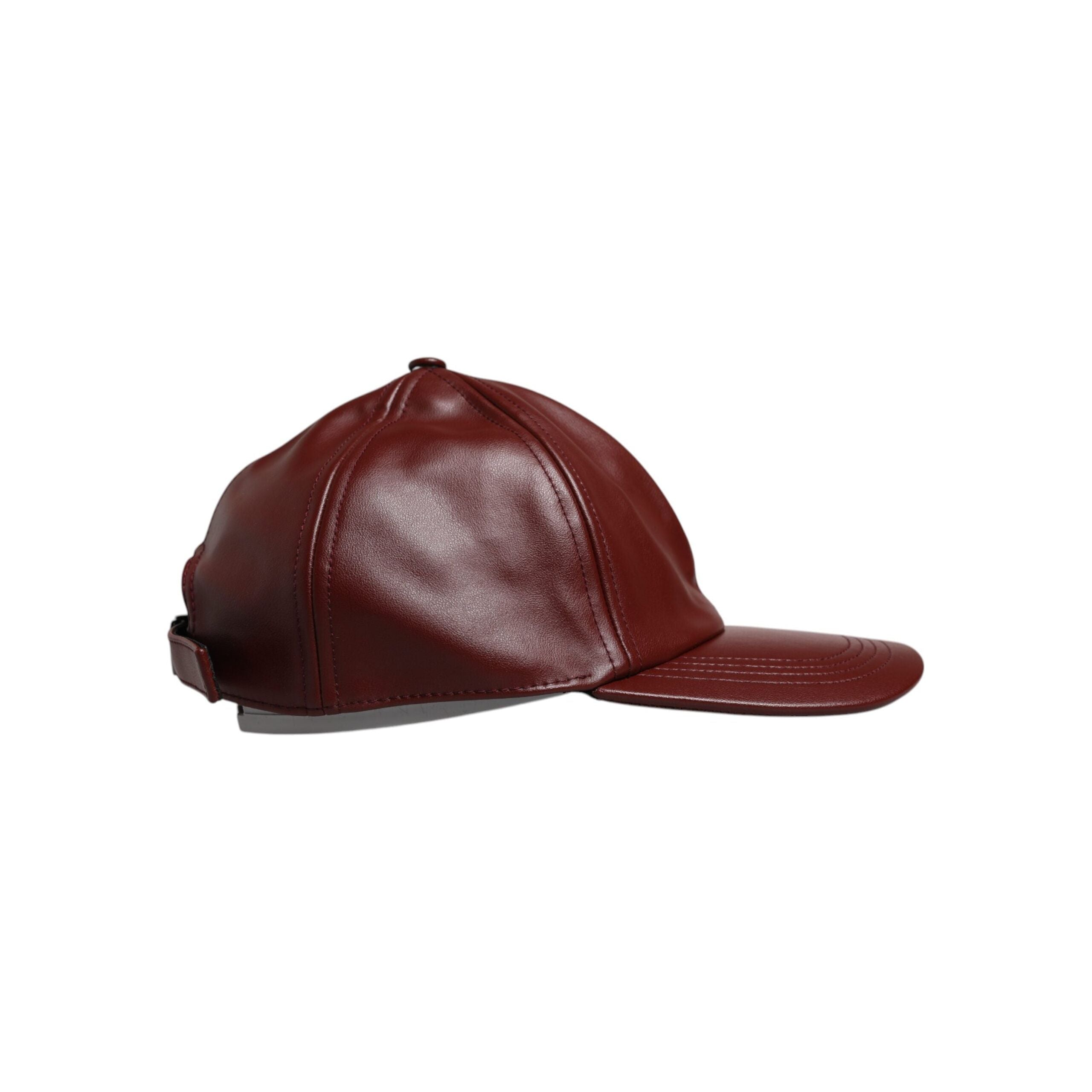 Dolce & Gabbana Maroon Leather 6 Panels Baseball Cap