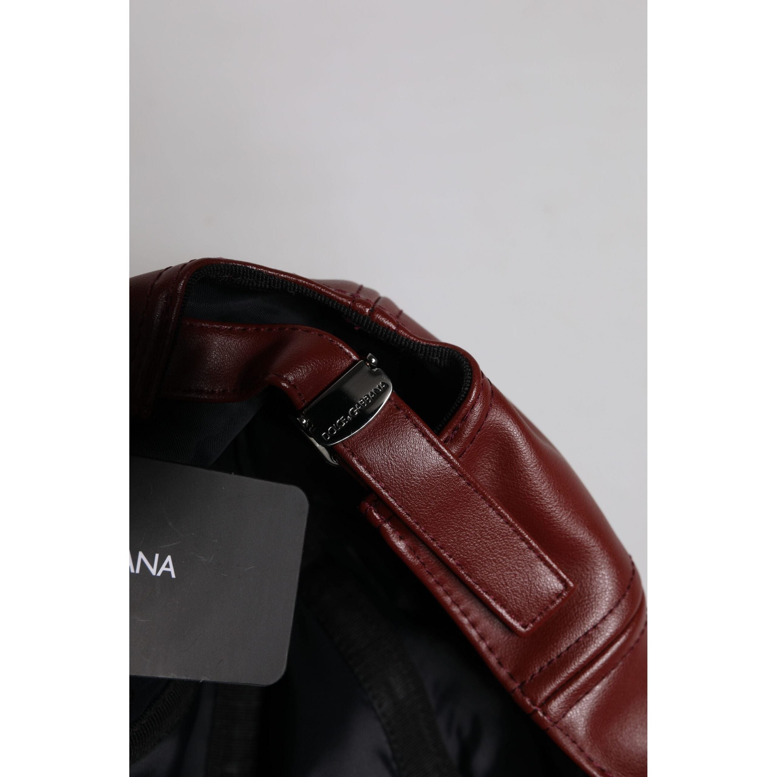 Dolce & Gabbana Maroon Leather 6 Panels Baseball Cap