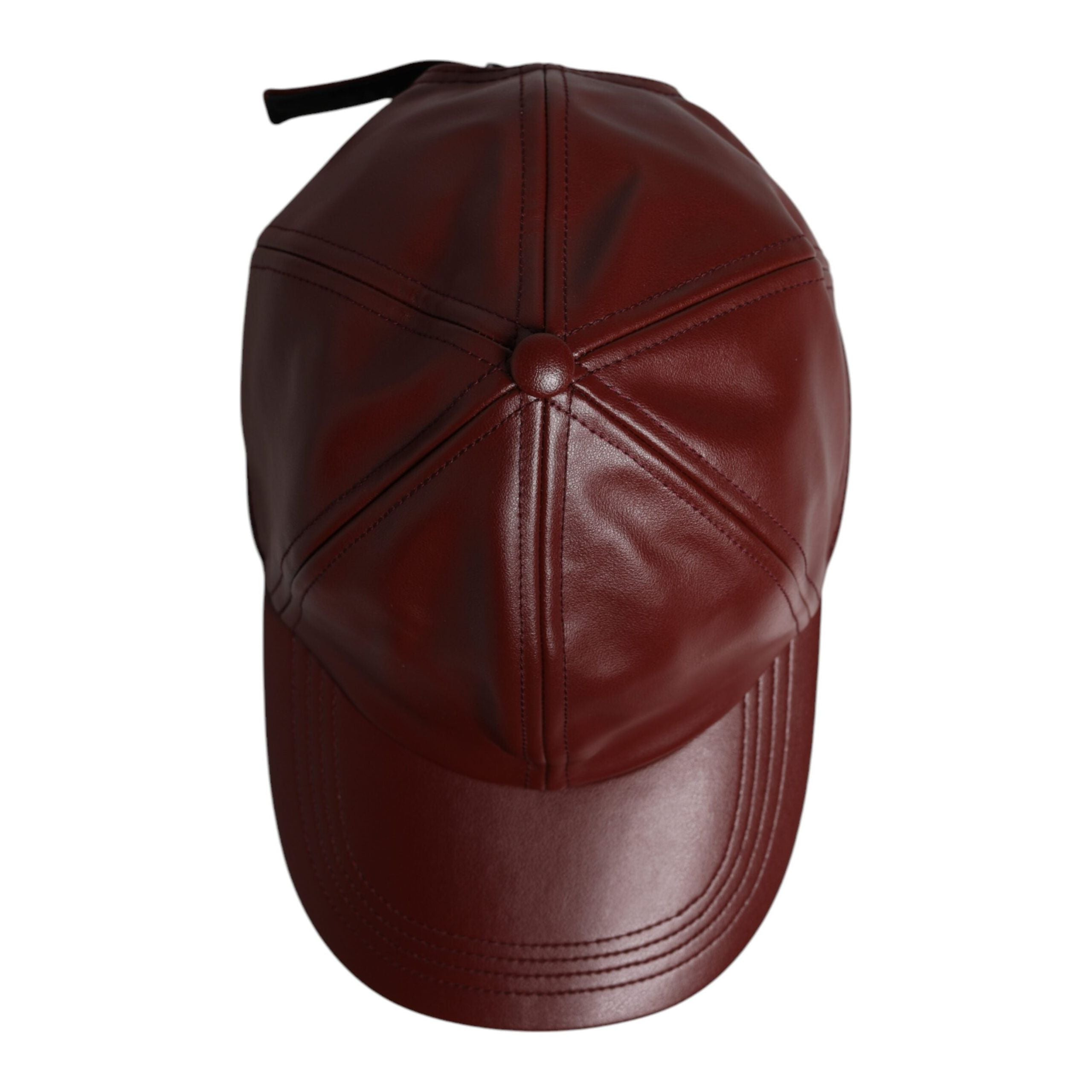 Dolce & Gabbana Maroon Leather 6 Panels Baseball Cap