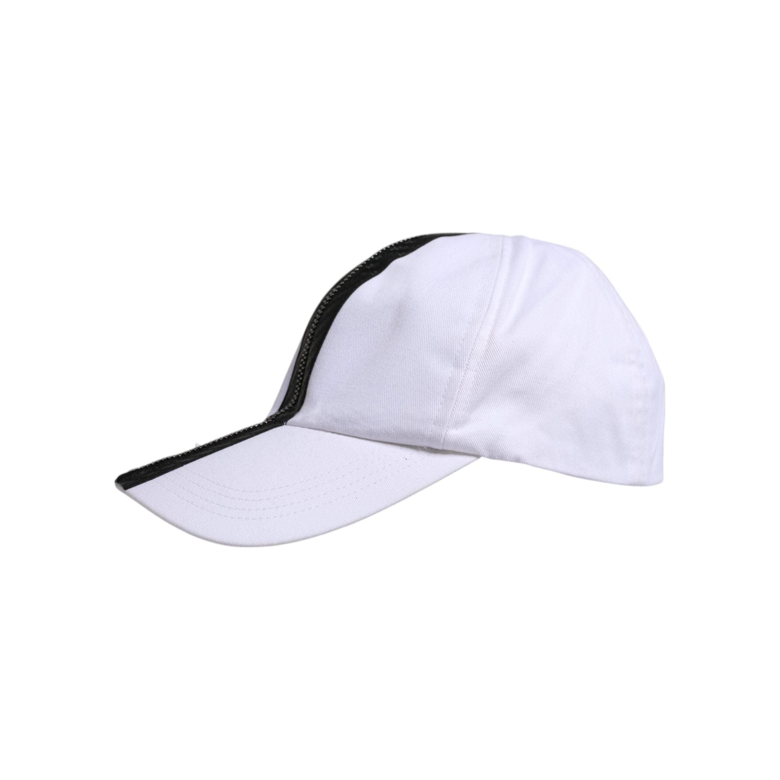 Dolce & Gabbana White Black Cotton Zip Baseball Cap