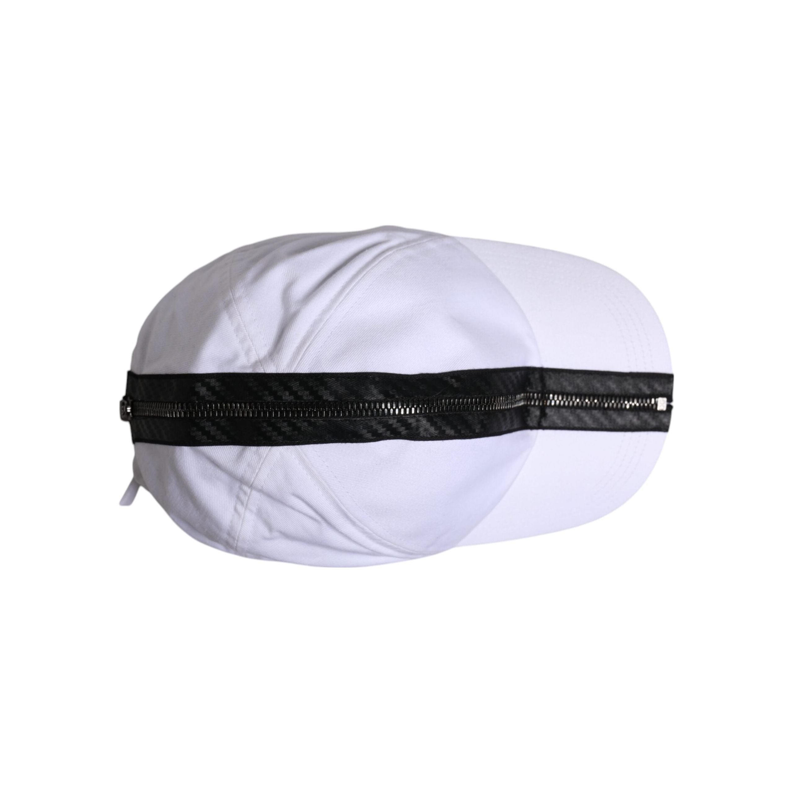 Dolce & Gabbana White Black Cotton Zip Baseball Cap