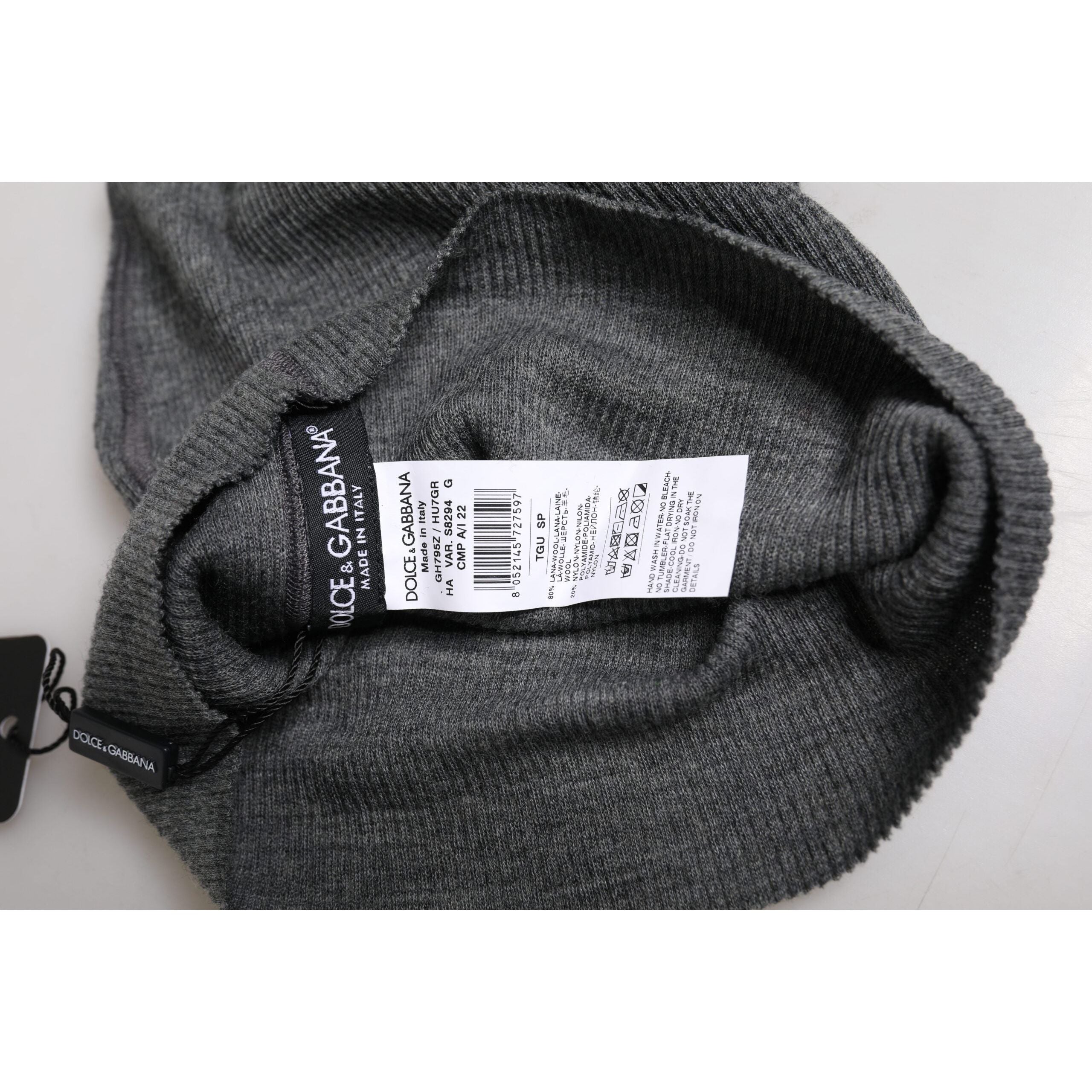 Dolce & Gabbana Gray Wool Blend Knitted Beanie Cap