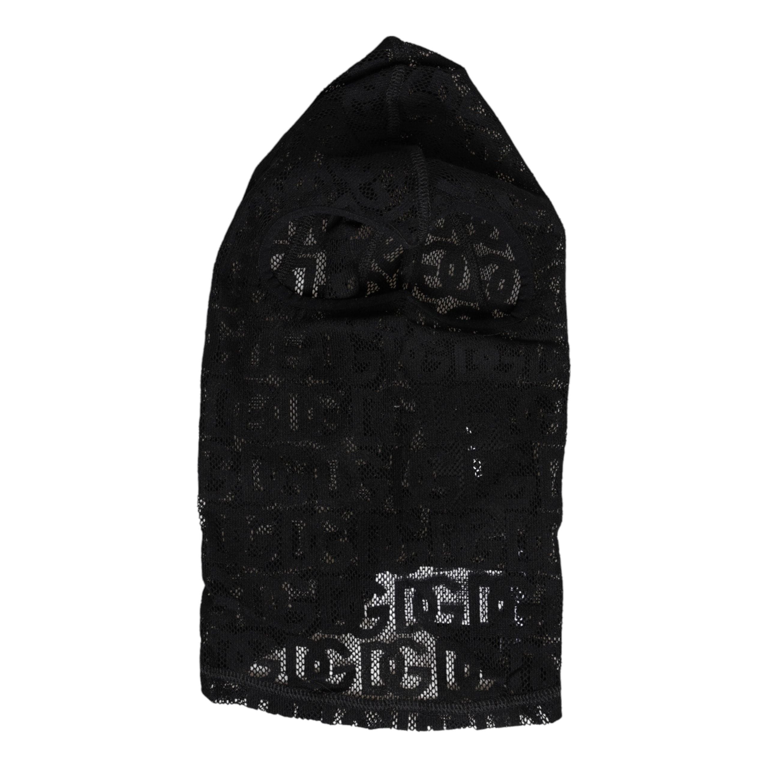 Dolce & Gabbana Black Logo Mesh Cotton Ski Mask Balaclava Hat