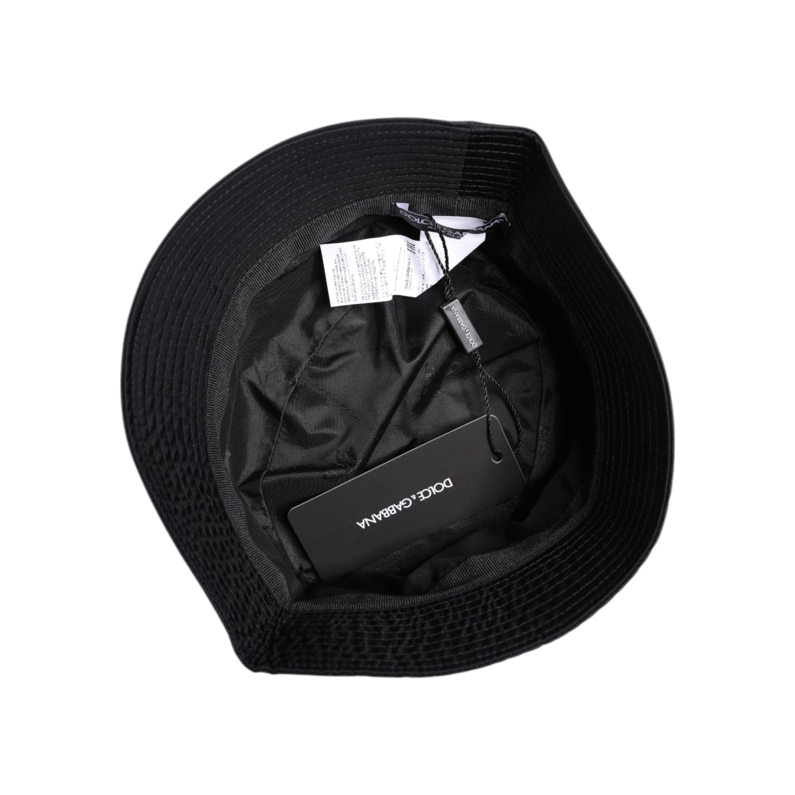 Dolce & Gabbana Black Cotton Wide Brim Bucket Hat