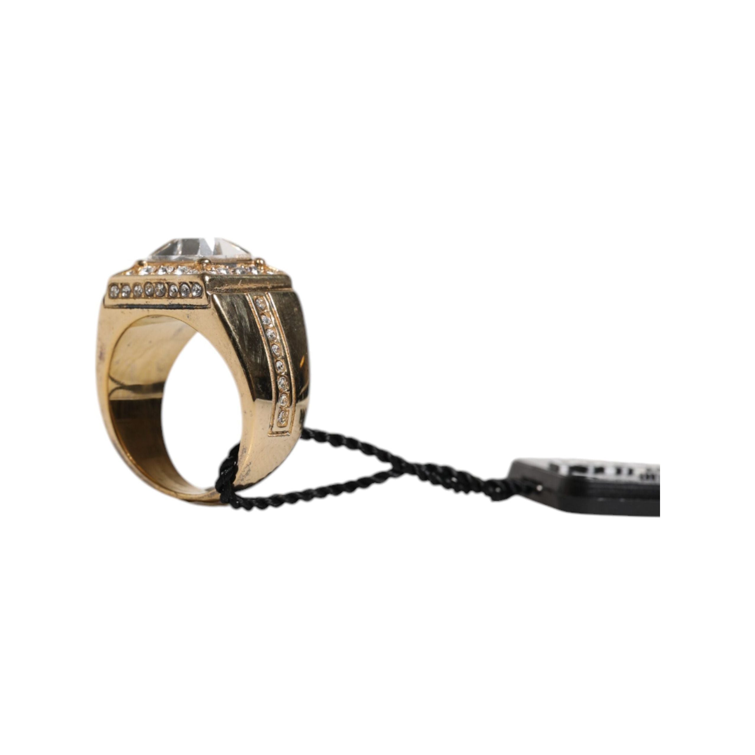 Dolce & Gabbana Gold Tone Sterling Silver 925 Crystals Ring