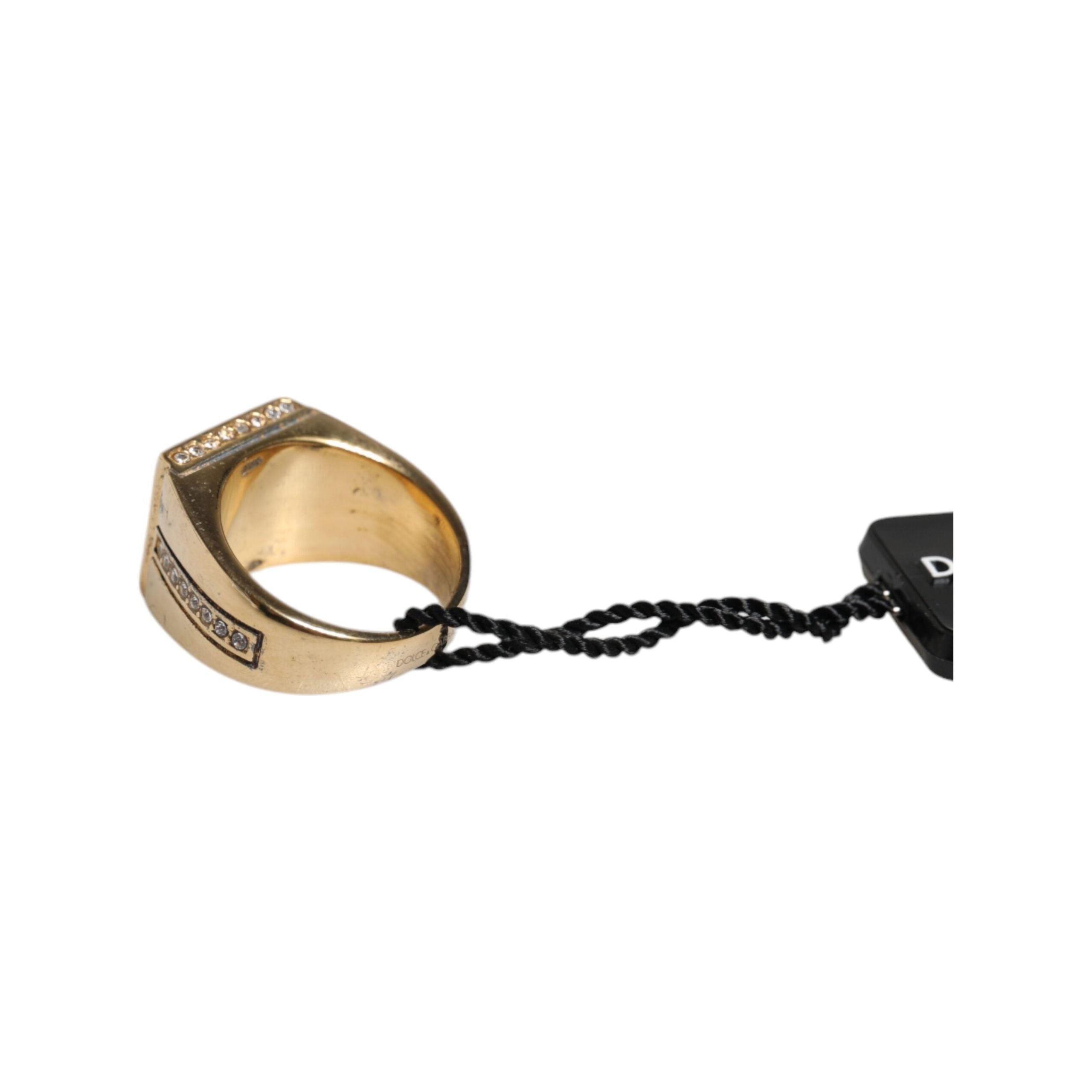 Dolce & Gabbana Gold Tone Sterling Silver 925 Crystals Ring