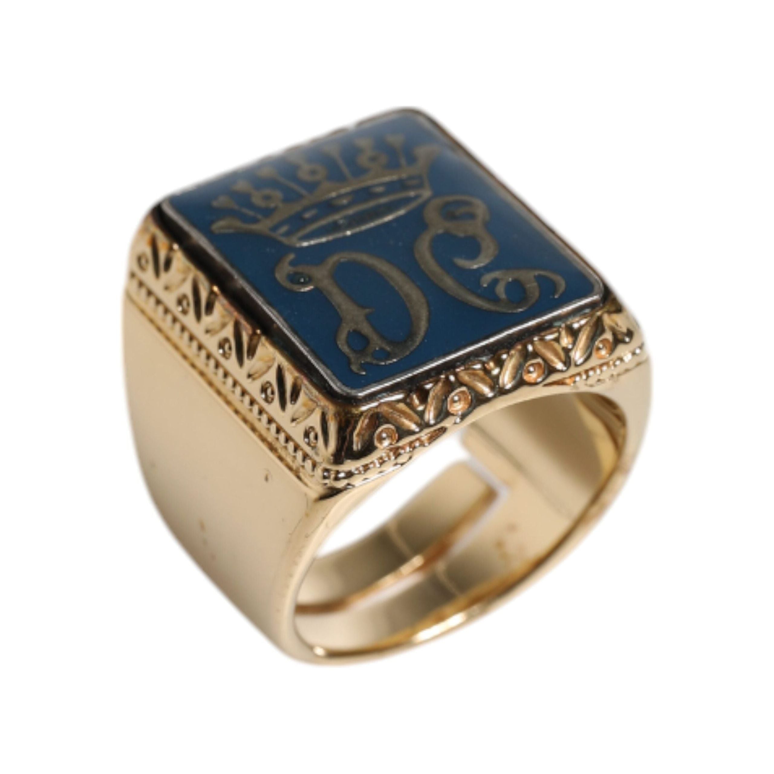 Dolce & Gabbana Gold Tone Sterling Silver 925 DG Crown Ring