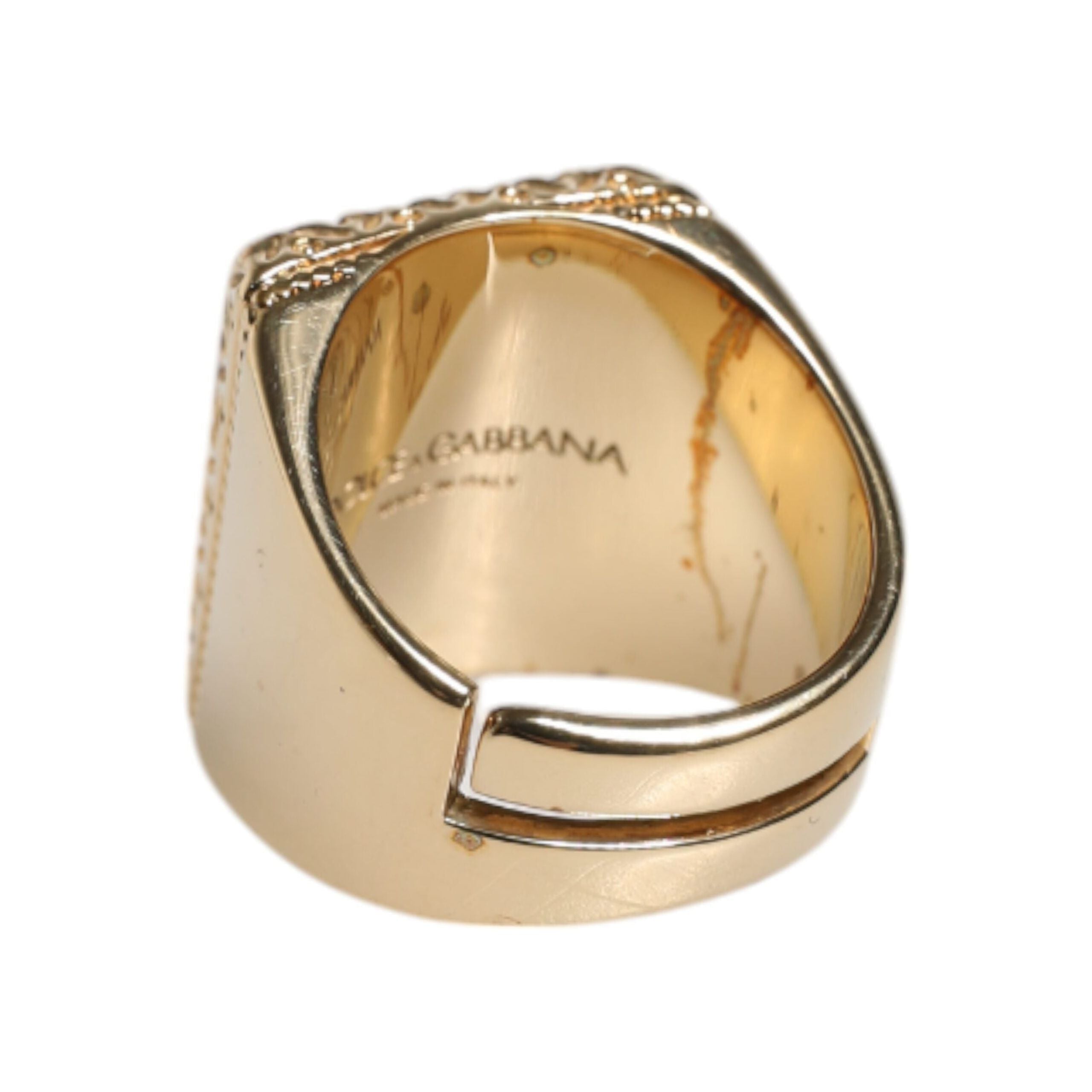 Dolce & Gabbana Gold Tone Sterling Silver 925 DG Crown Ring