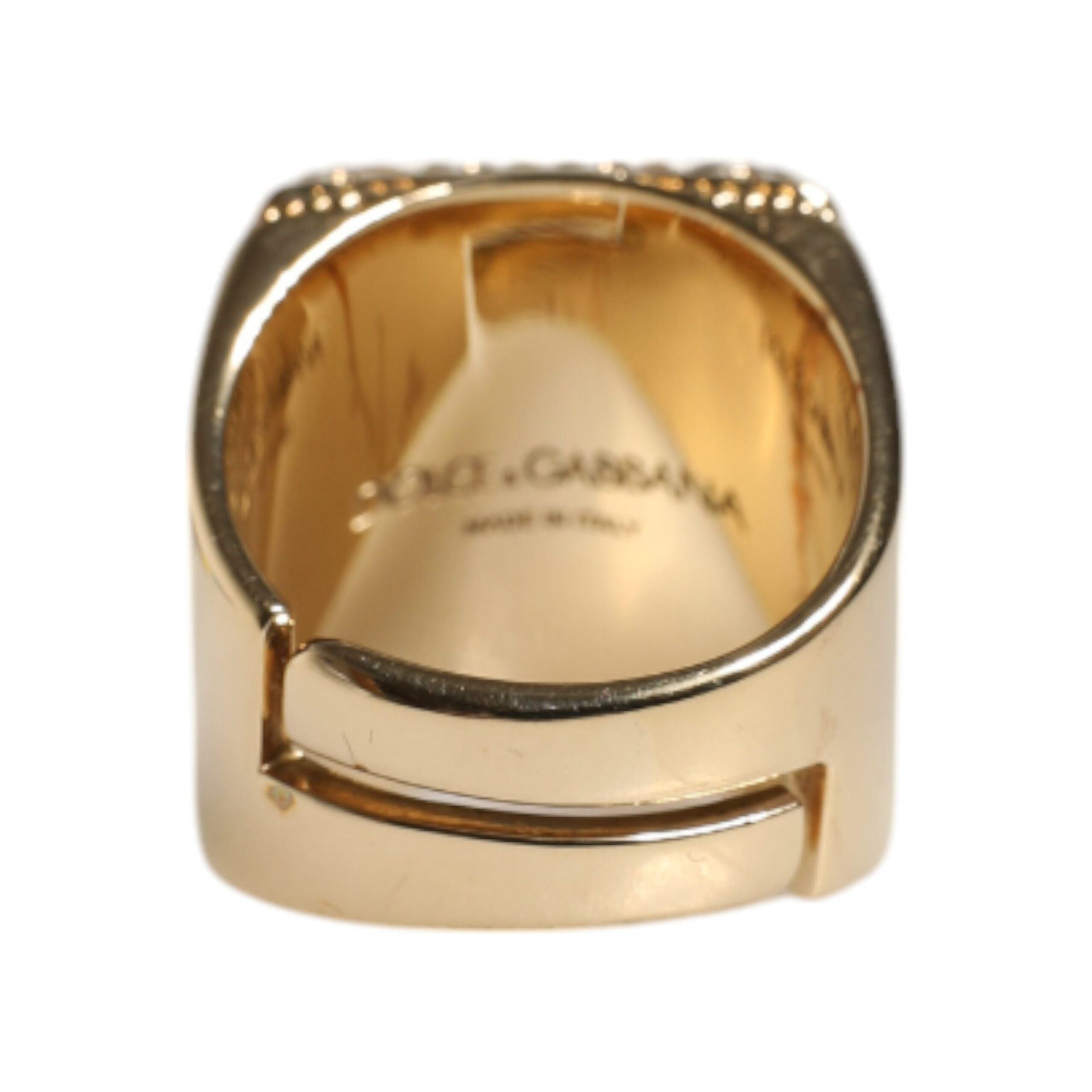 Dolce & Gabbana Gold Tone Sterling Silver 925 DG Crown Ring