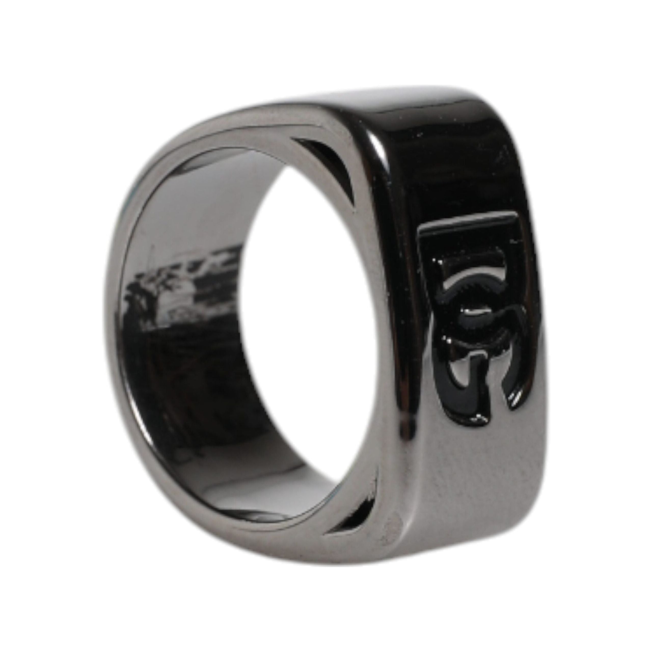 Dolce & Gabbana Silver Tone Brass Anello DG Logo Ring