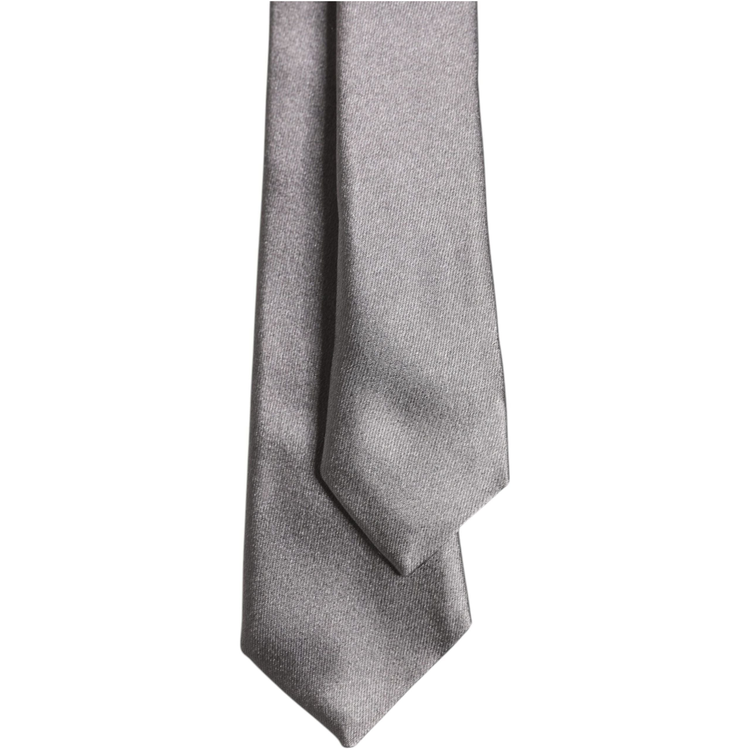 Dolce & Gabbana Metallic Silver Silk Adjustable Necktie Tie