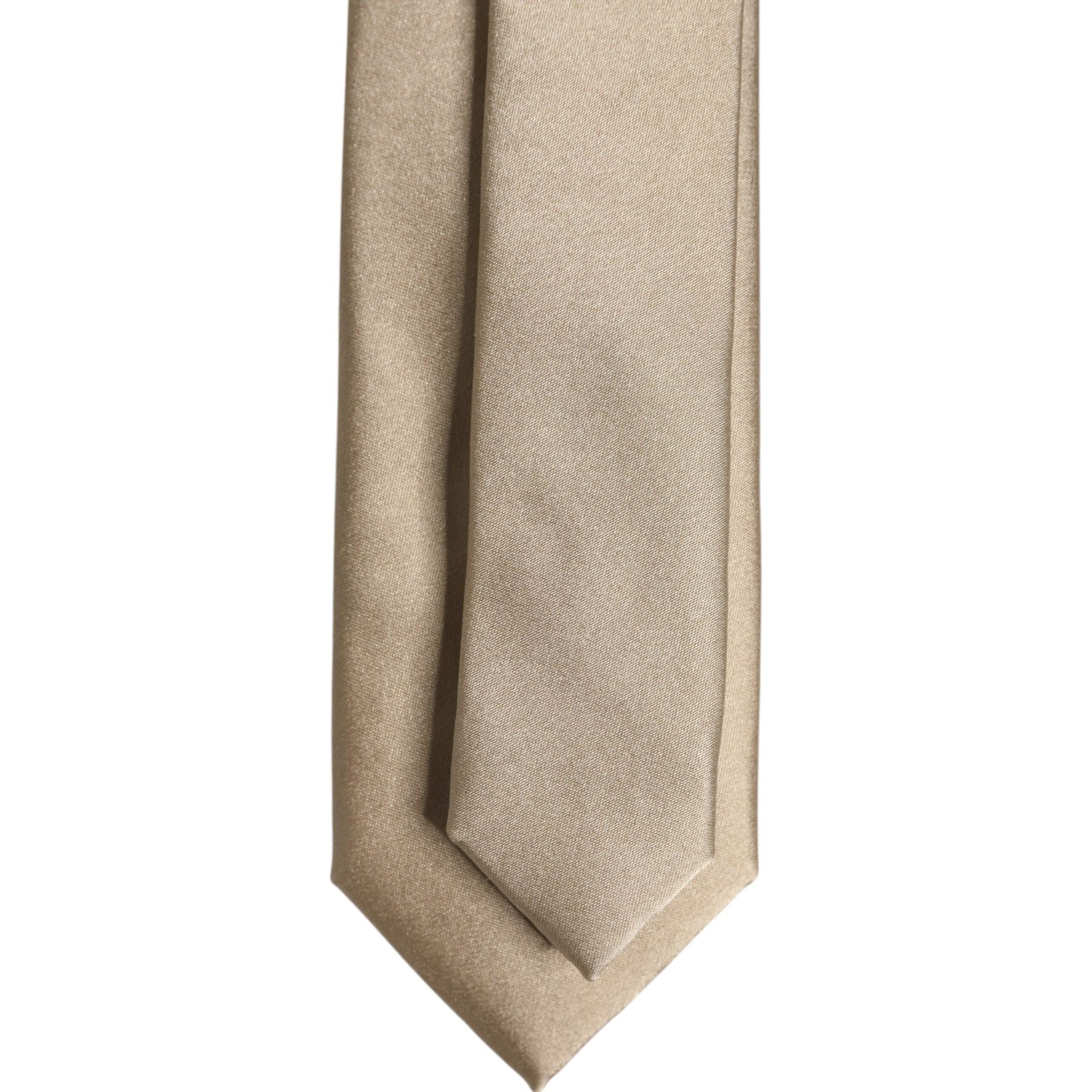 Dolce & Gabbana Beige Solid Silk Adjustable Necktie Tie