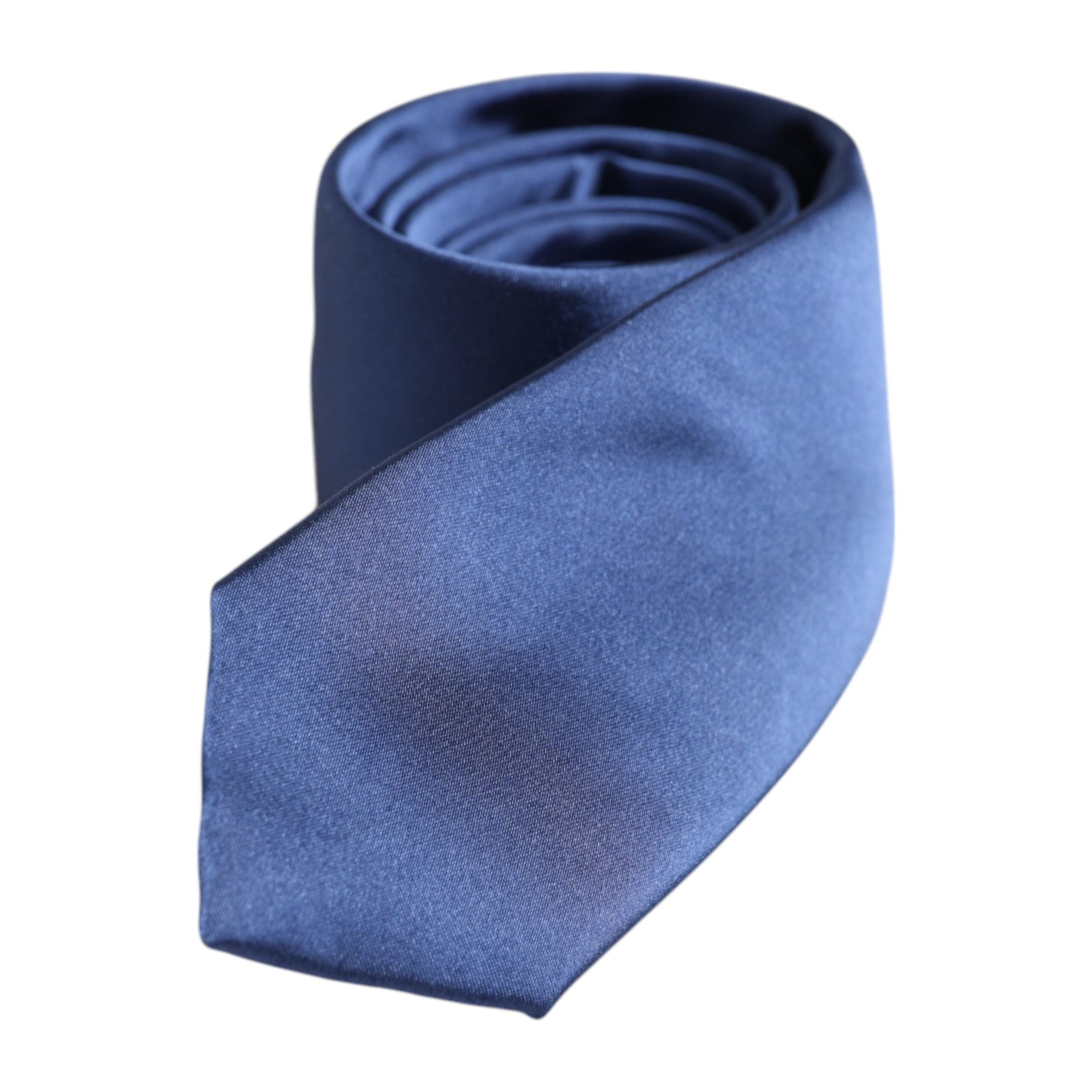 Dolce & Gabbana Blue Solid Silk Adjustable Necktie Tie