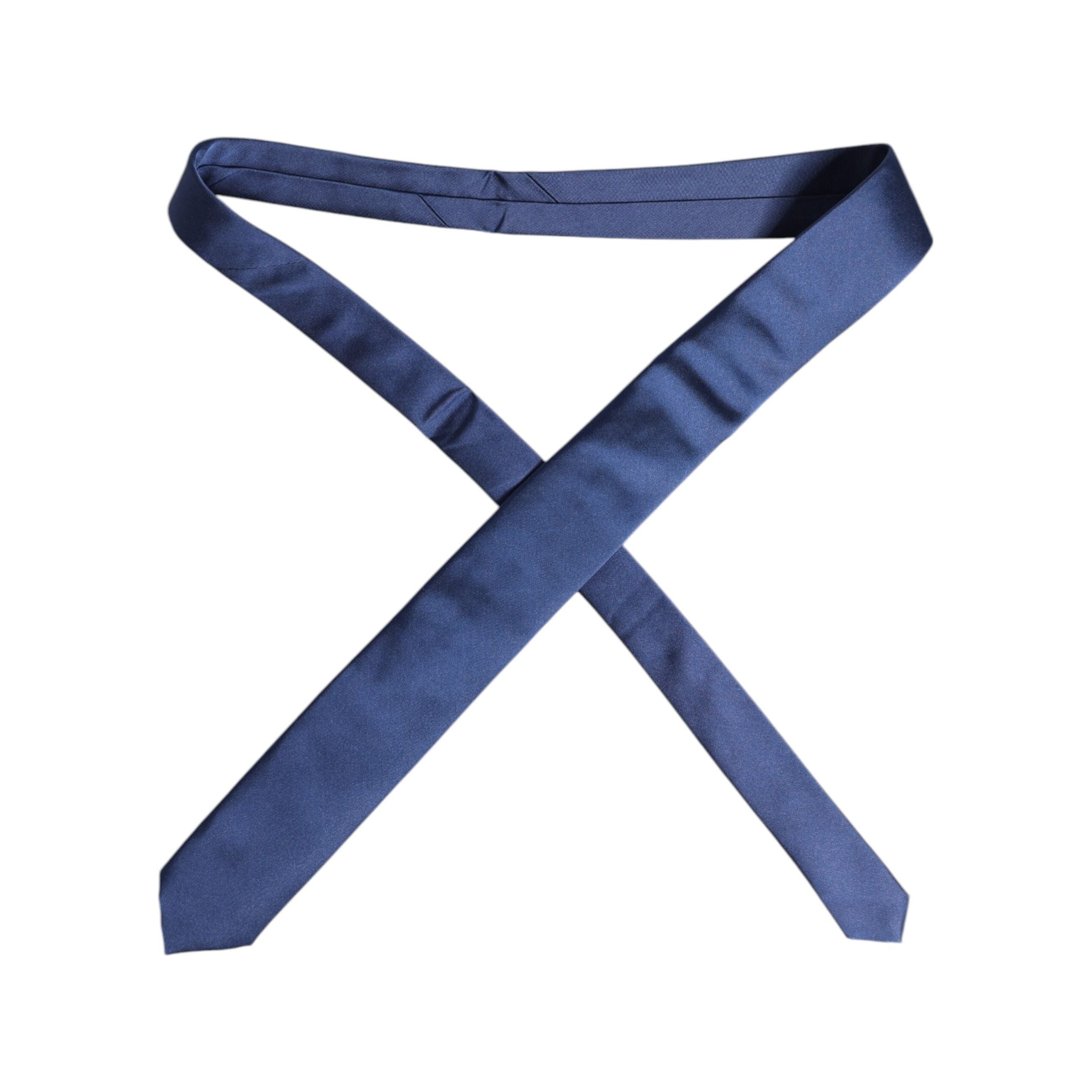 Dolce & Gabbana Blue Solid Silk Adjustable Necktie Tie
