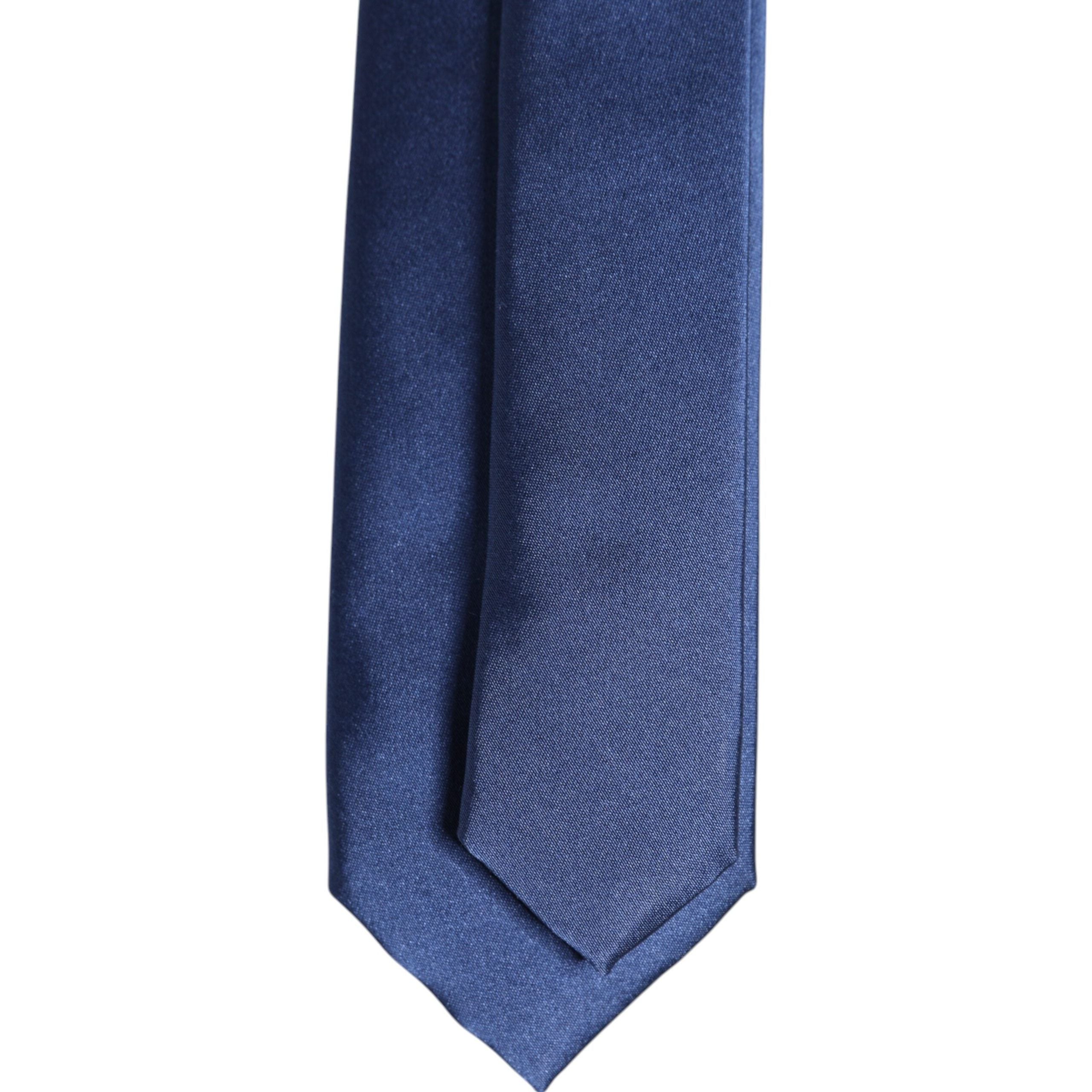 Dolce & Gabbana Blue Solid Silk Adjustable Necktie Tie
